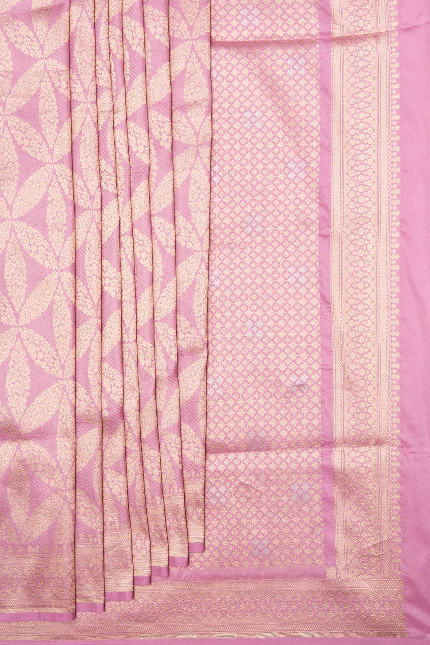 Rose pink Banarasi Silk Saree - Image 4