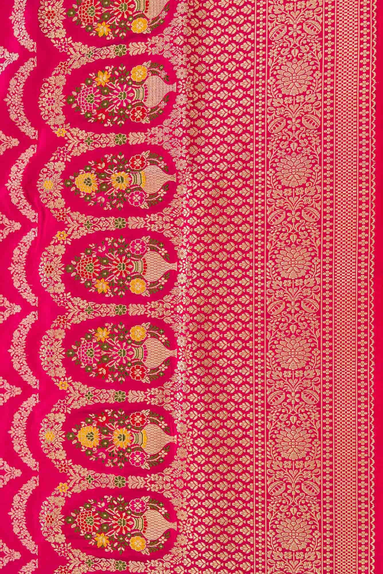 Pure Silk Pure Zari Pink Dual Tone Banarasi Saree - Image 5