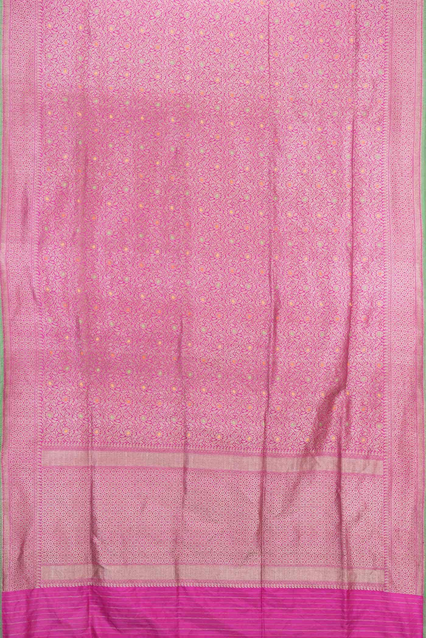 Pink Dual Tone Banarasi Silk Saree - Image 4