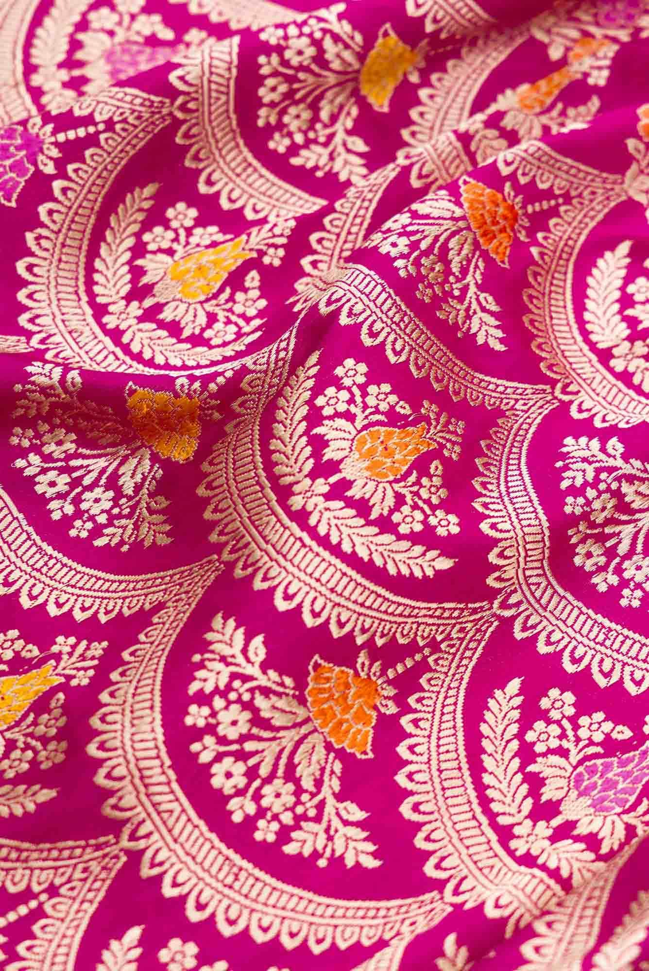 Pink Dual Tone Banarasi Silk Saree - Image 3