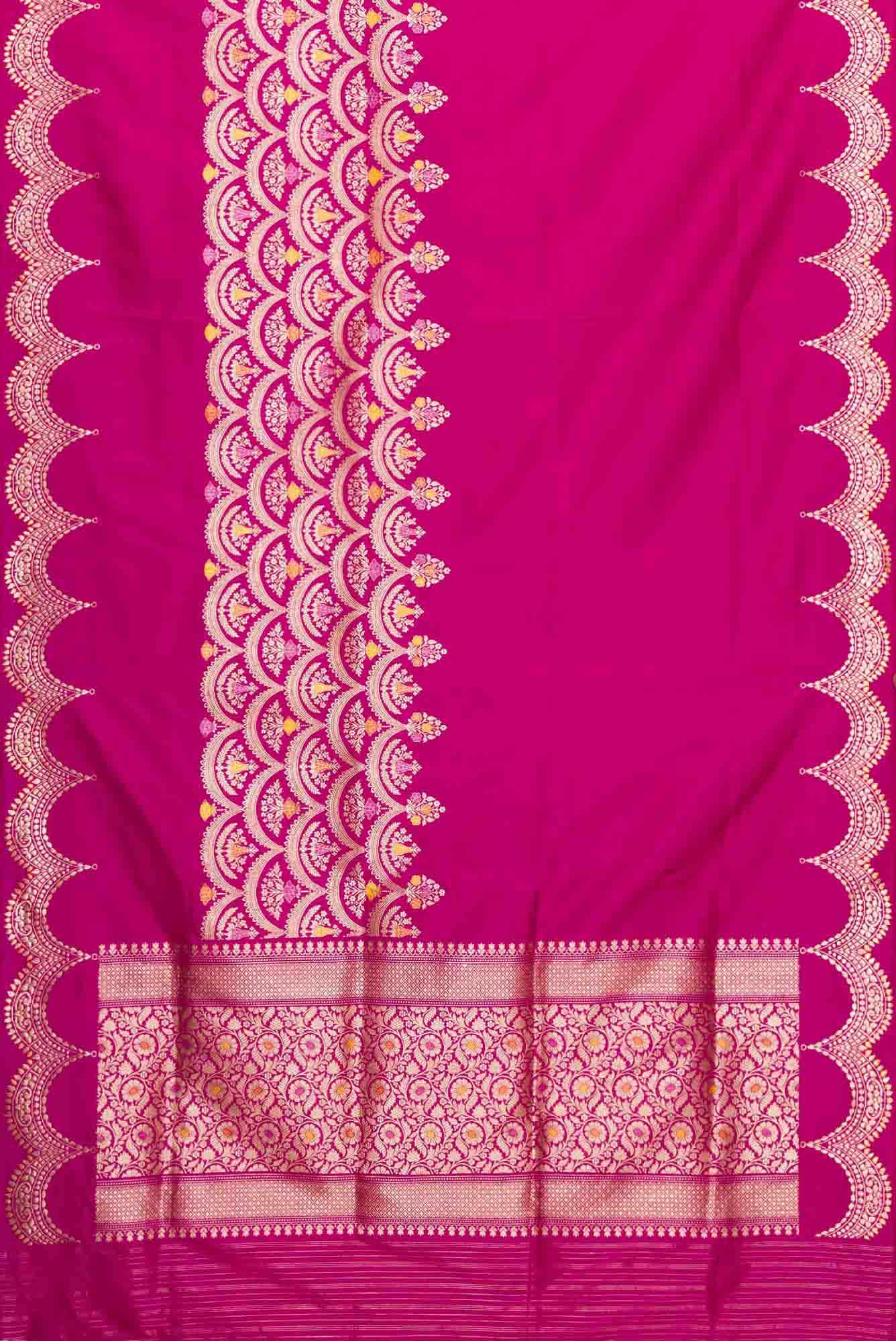 Pink Dual Tone Banarasi Silk Saree - Image 4