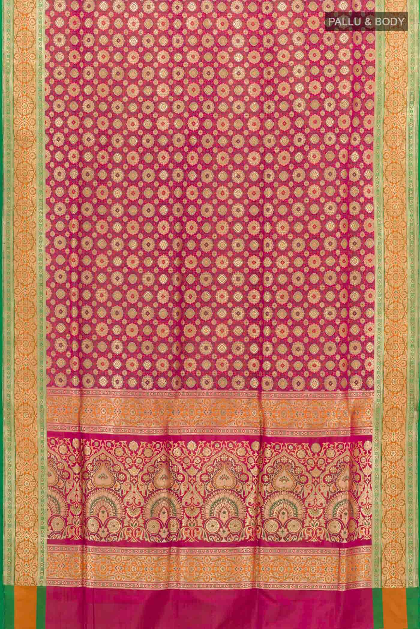 Pink Dual Tone Banarasi Tanchoi Silk Saree - Image 4