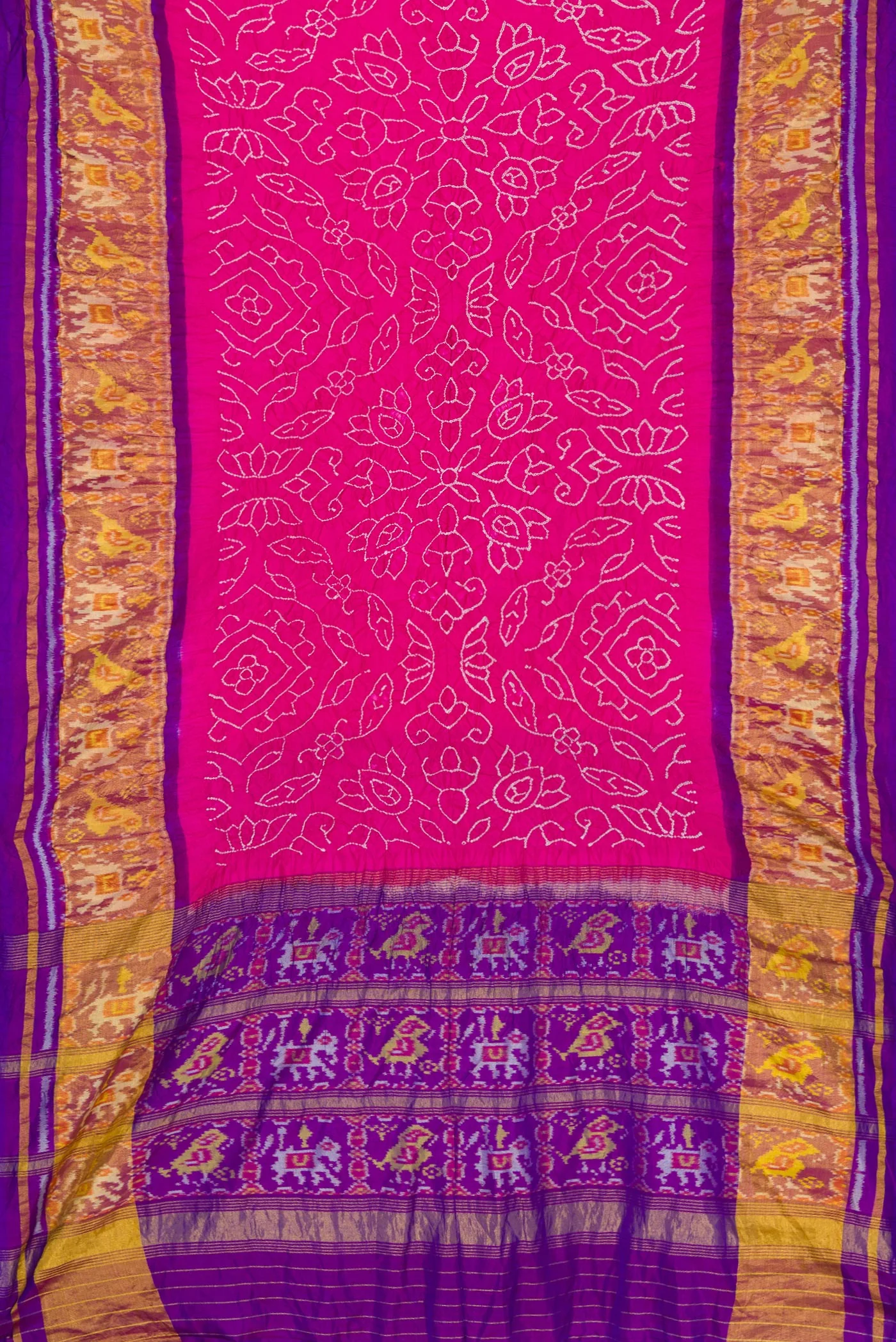 Pink Bandhani Silk Saree - Image 6