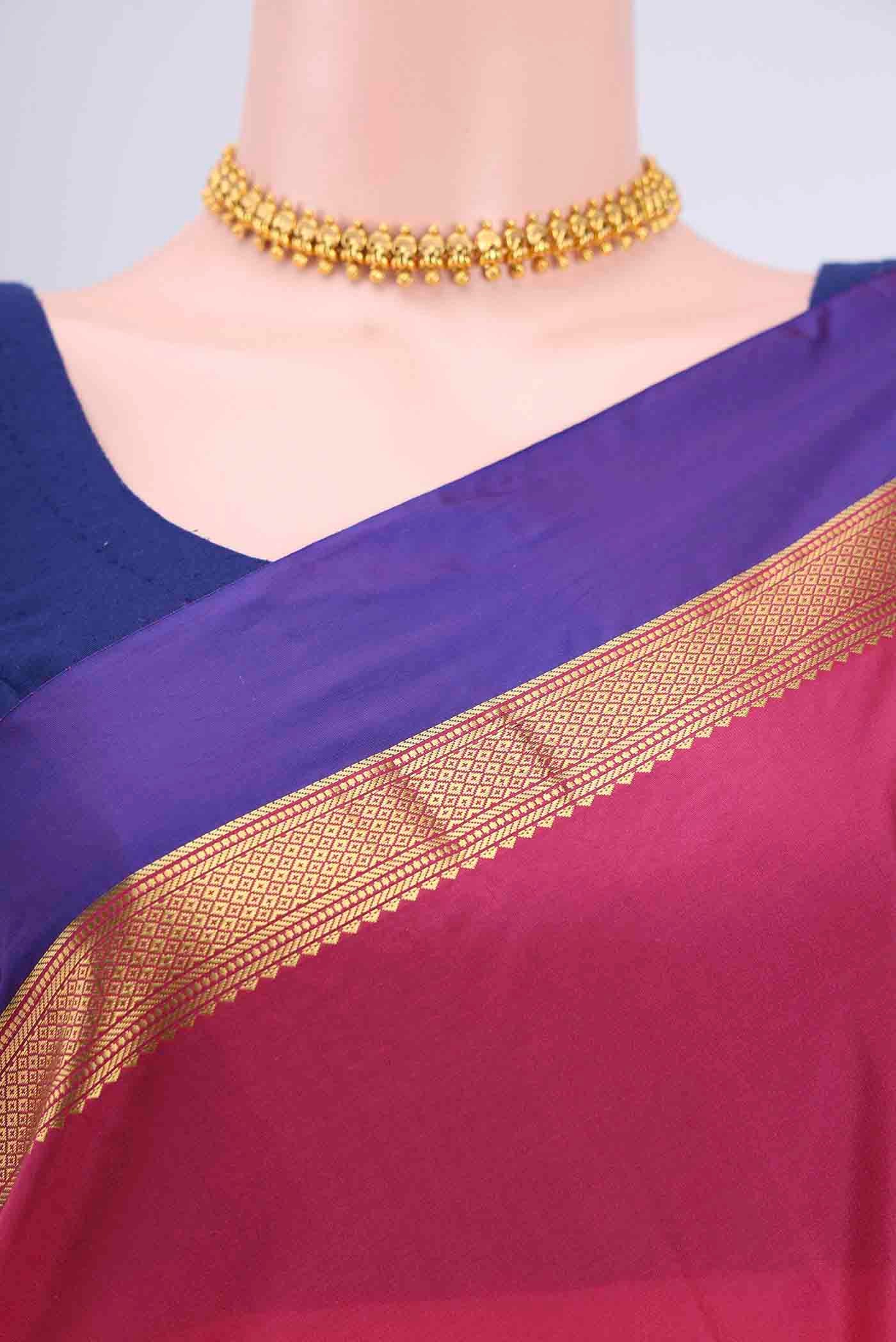 Pink Dual Tone Blended Bangalore Silk Saree - Image 2