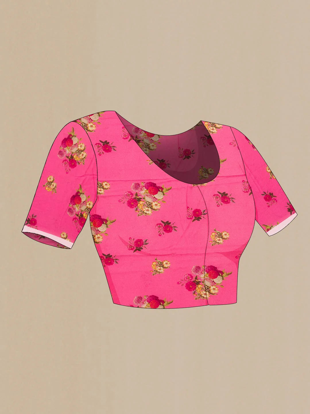 Pink Dual Tone Blended Mysore Crepe Saree - Image 4