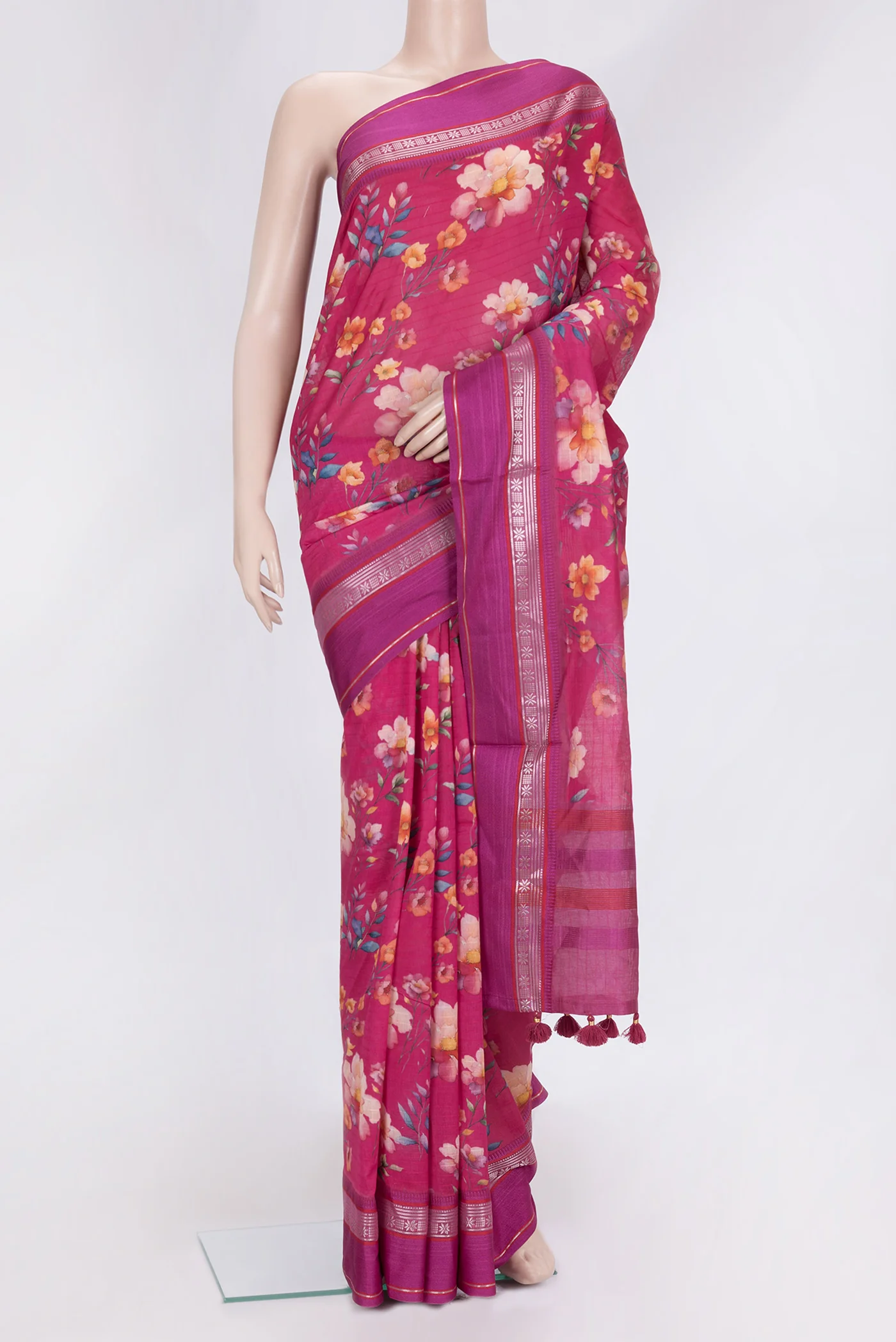 Pink Chanderi Silk Cotton Saree