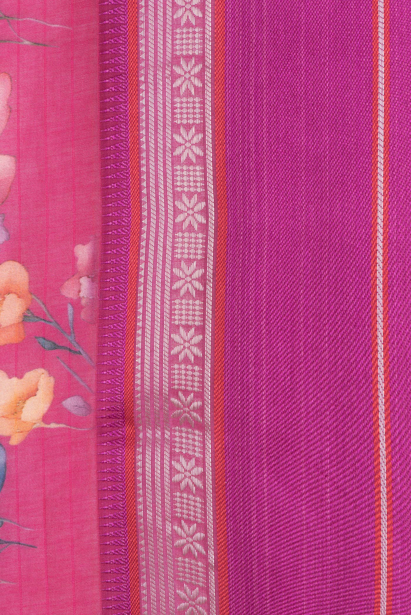 Pink Chanderi Silk Cotton Saree - Image 3