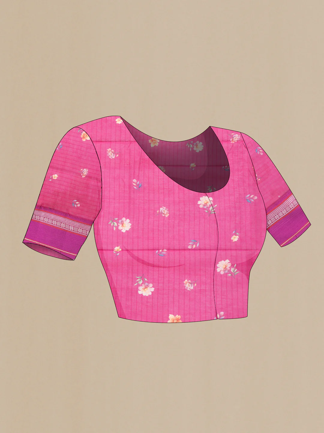 Pink Chanderi Silk Cotton Saree - Image 4