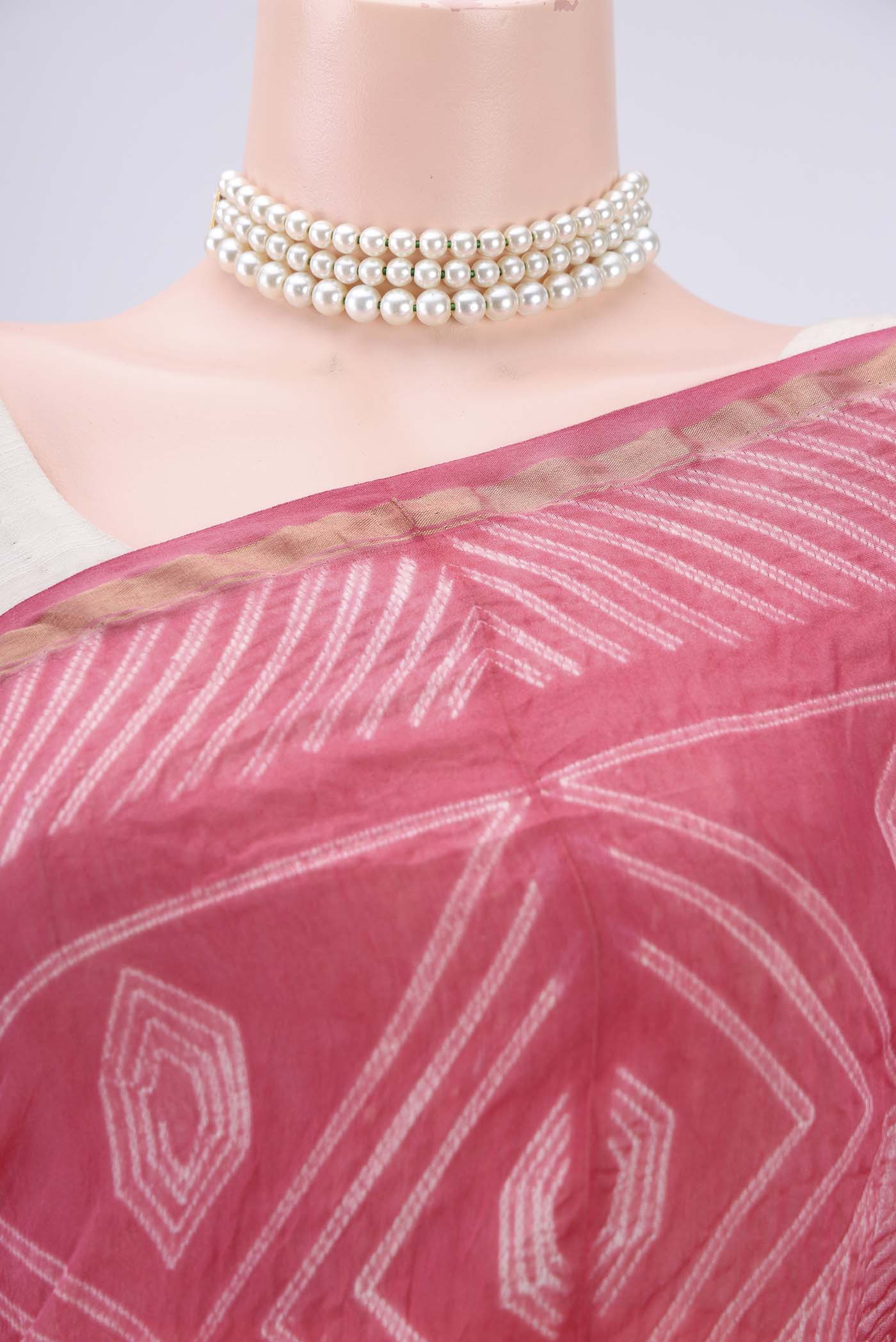Pink Chanderi Silk Cotton Saree - Image 2