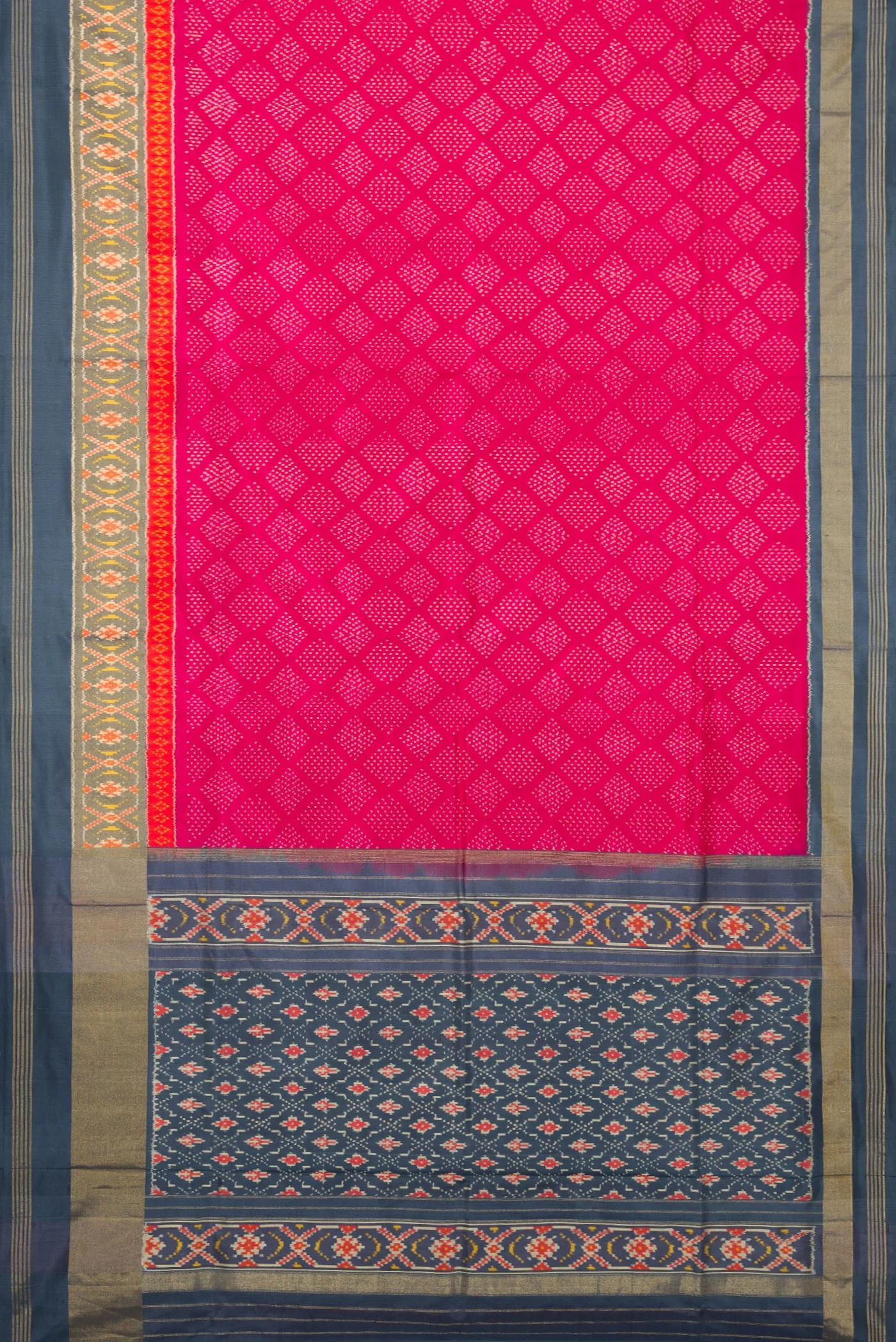 Pink Double Ikat Saree - Image 6