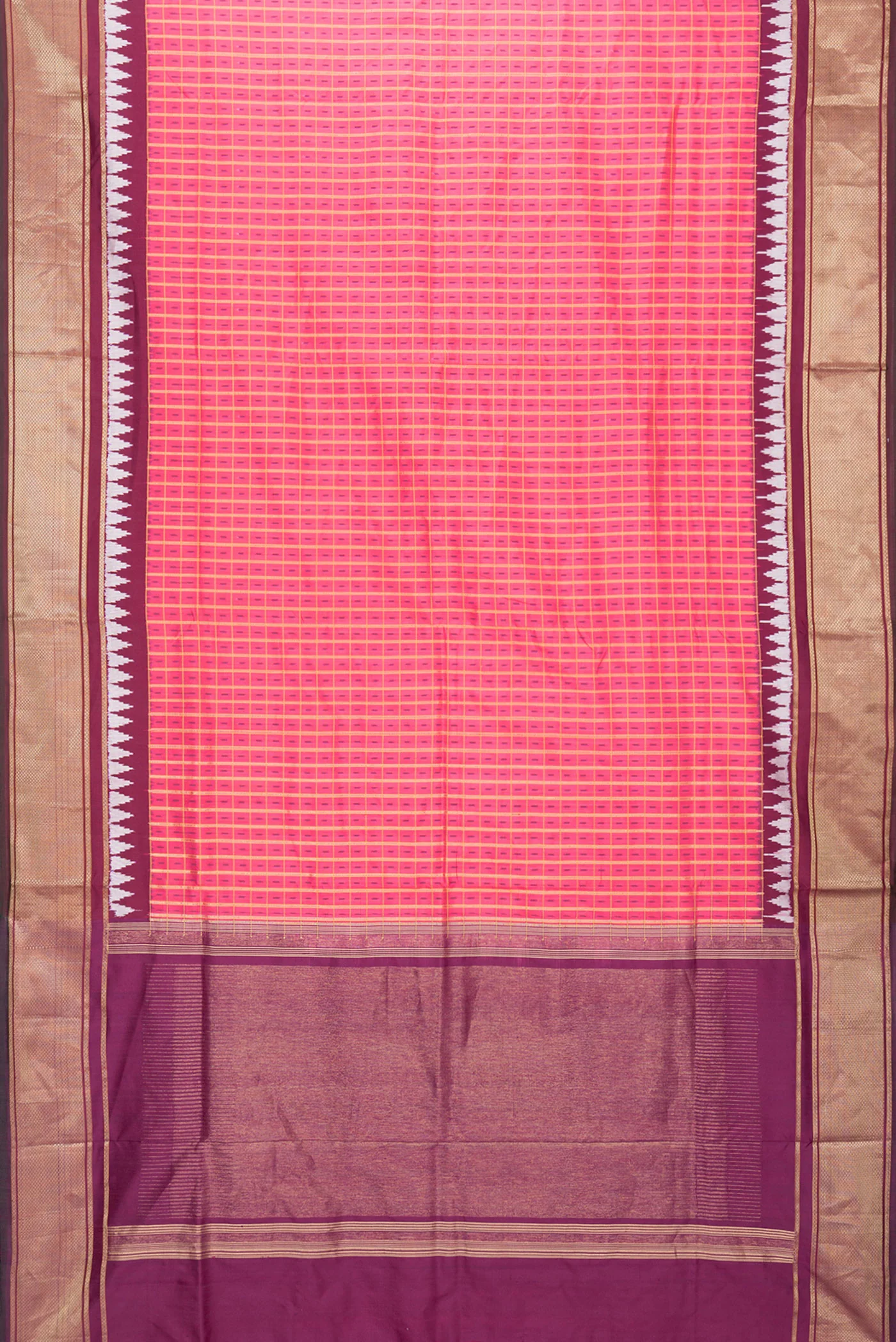 Pink Dual Tone Pochampally Silk Saree - Image 6