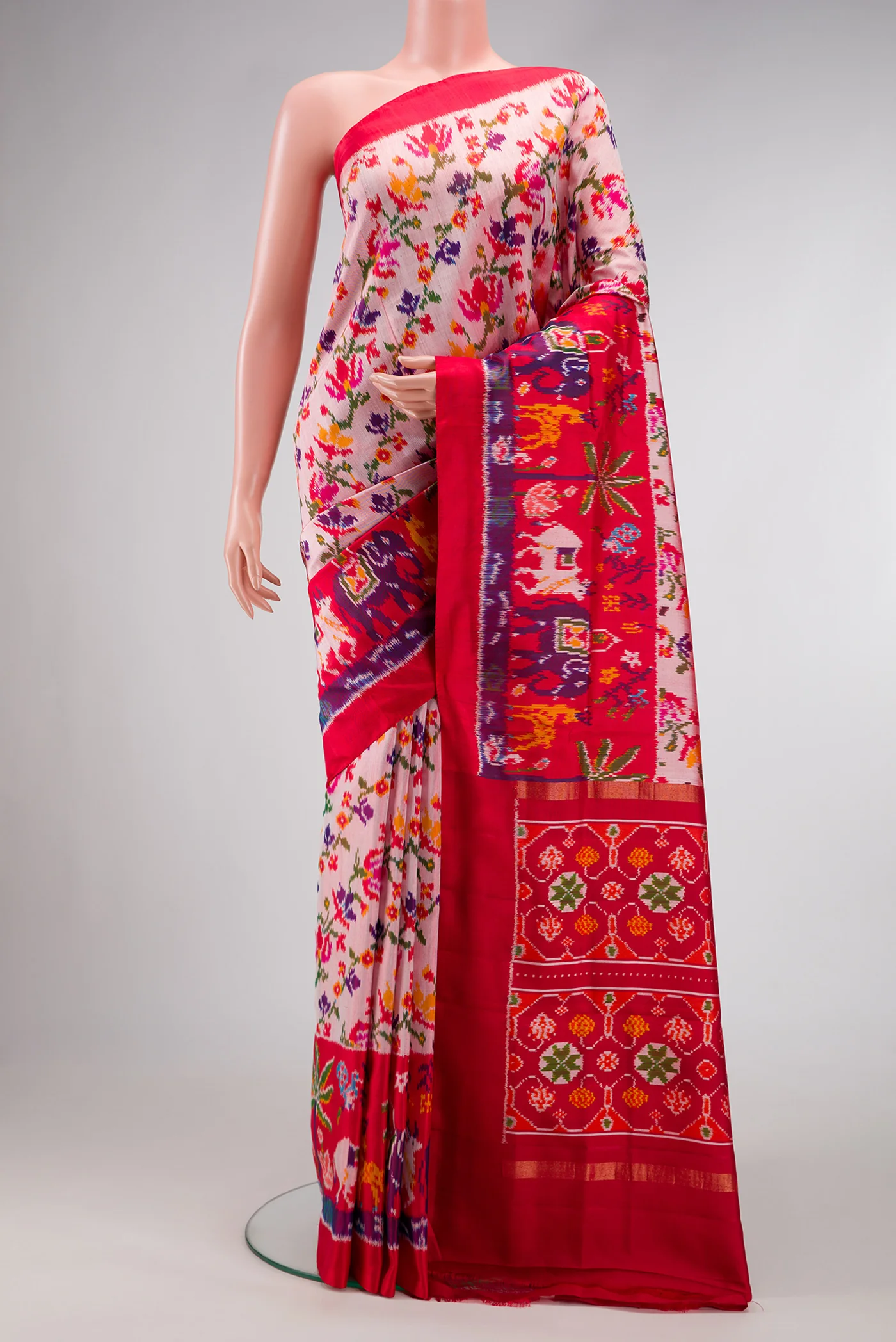 Rose pink Double Ikat Saree
