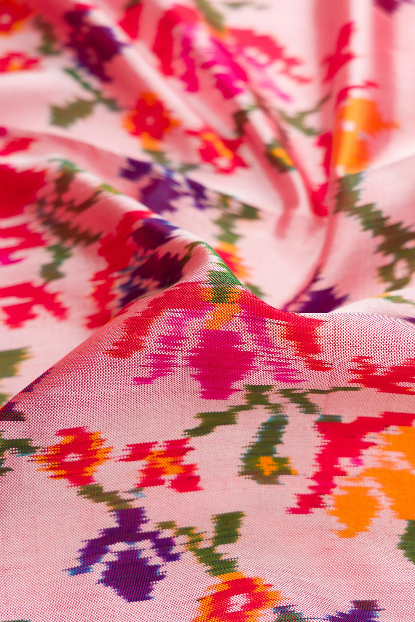 Rose pink Double Ikat Saree - Image 2
