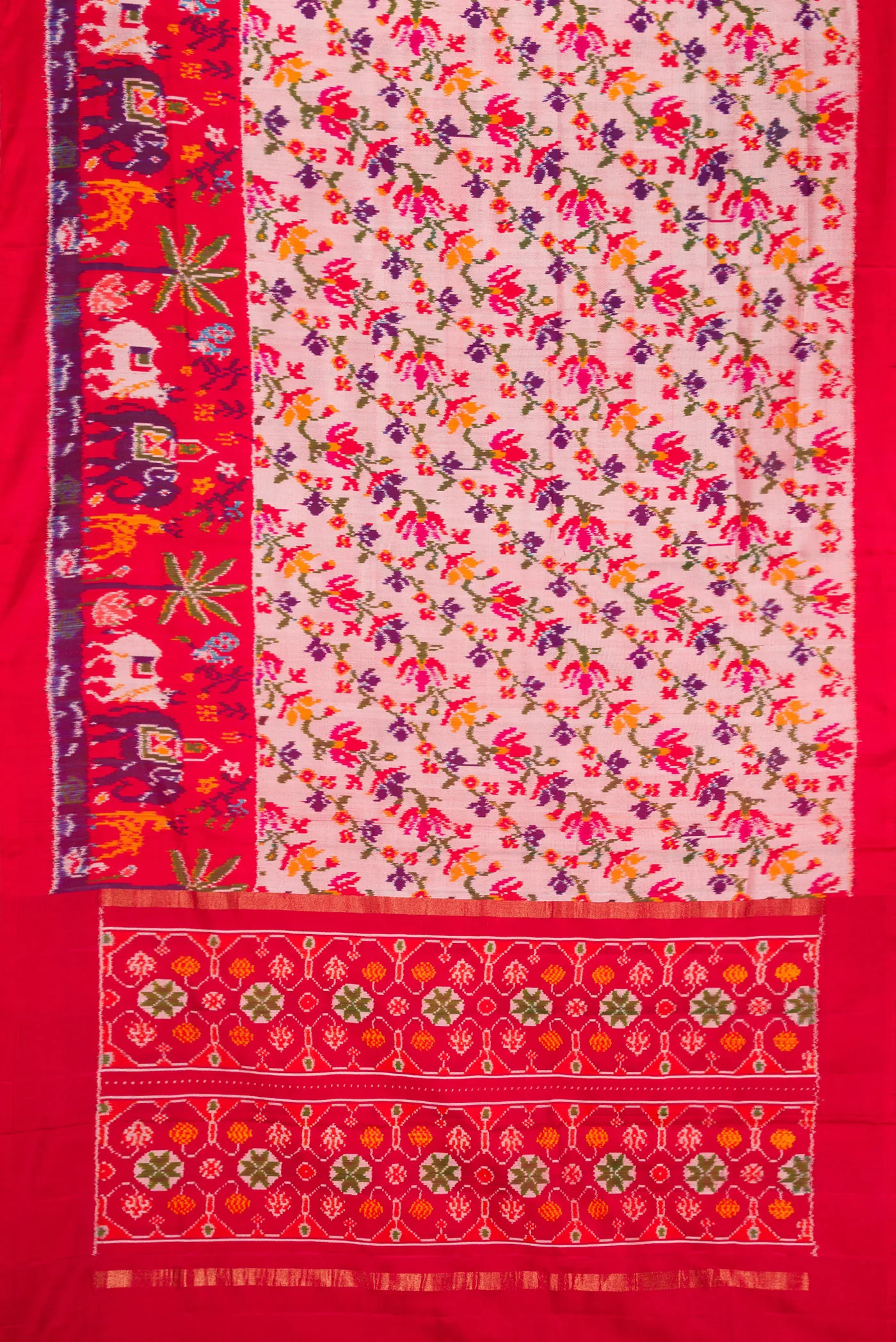 Rose pink Double Ikat Saree - Image 6