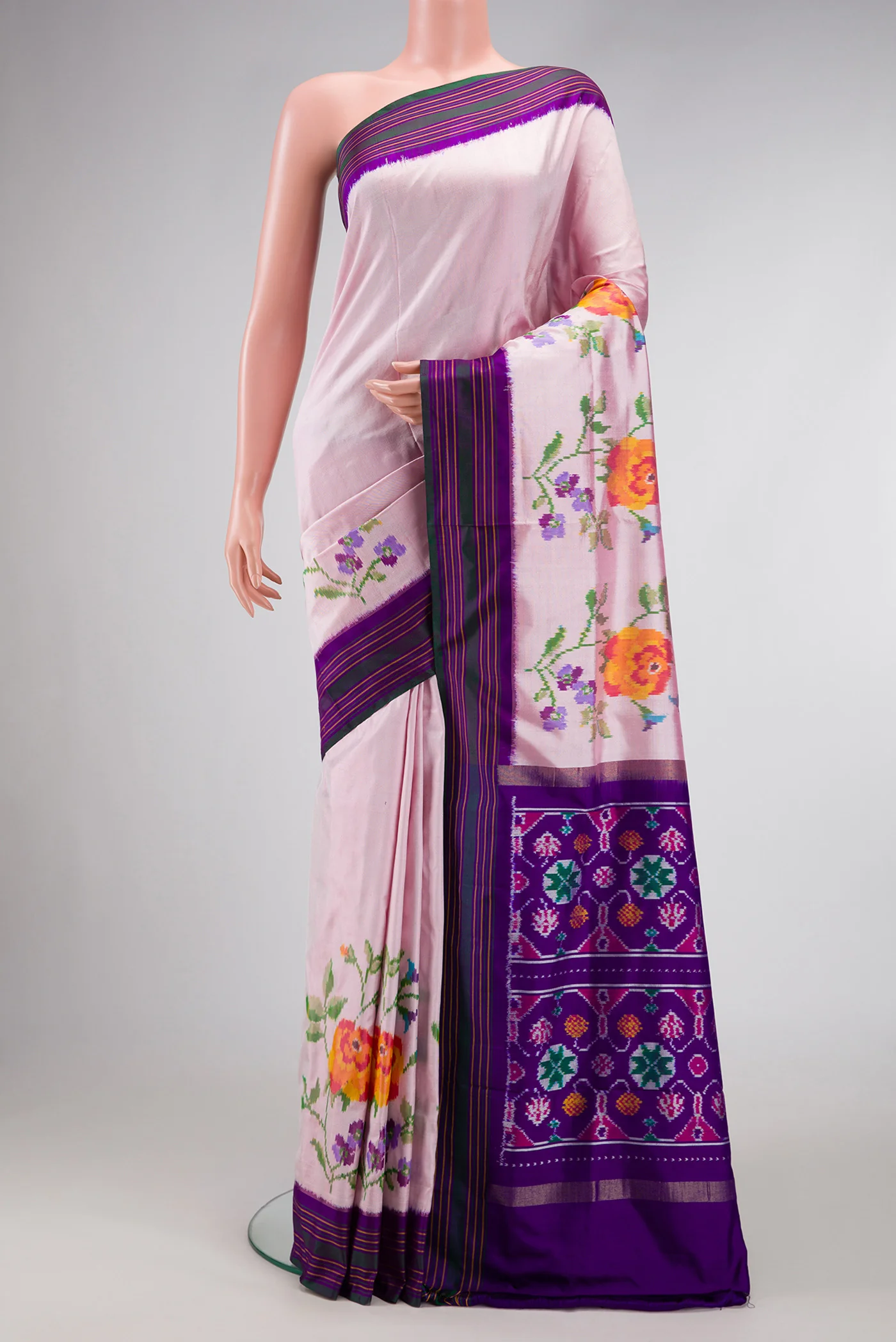 Pink Double Ikat Saree