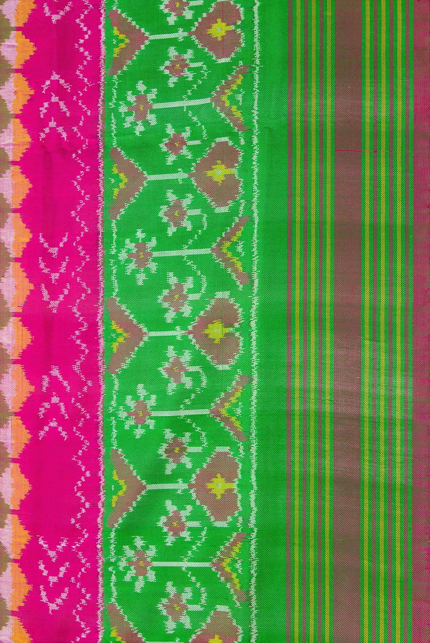 Pink Double Ikat Saree - Image 3