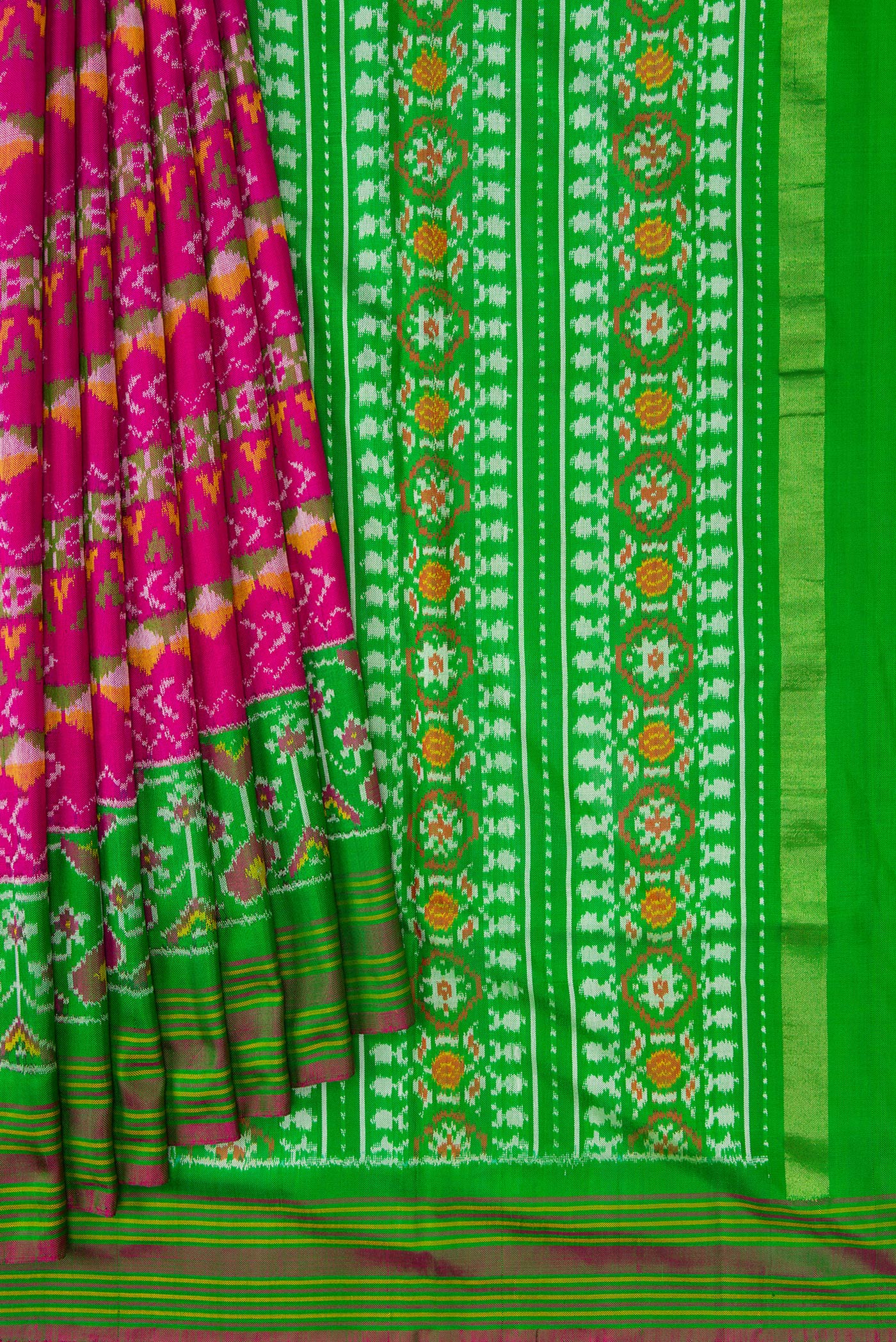 Pink Double Ikat Saree - Image 4