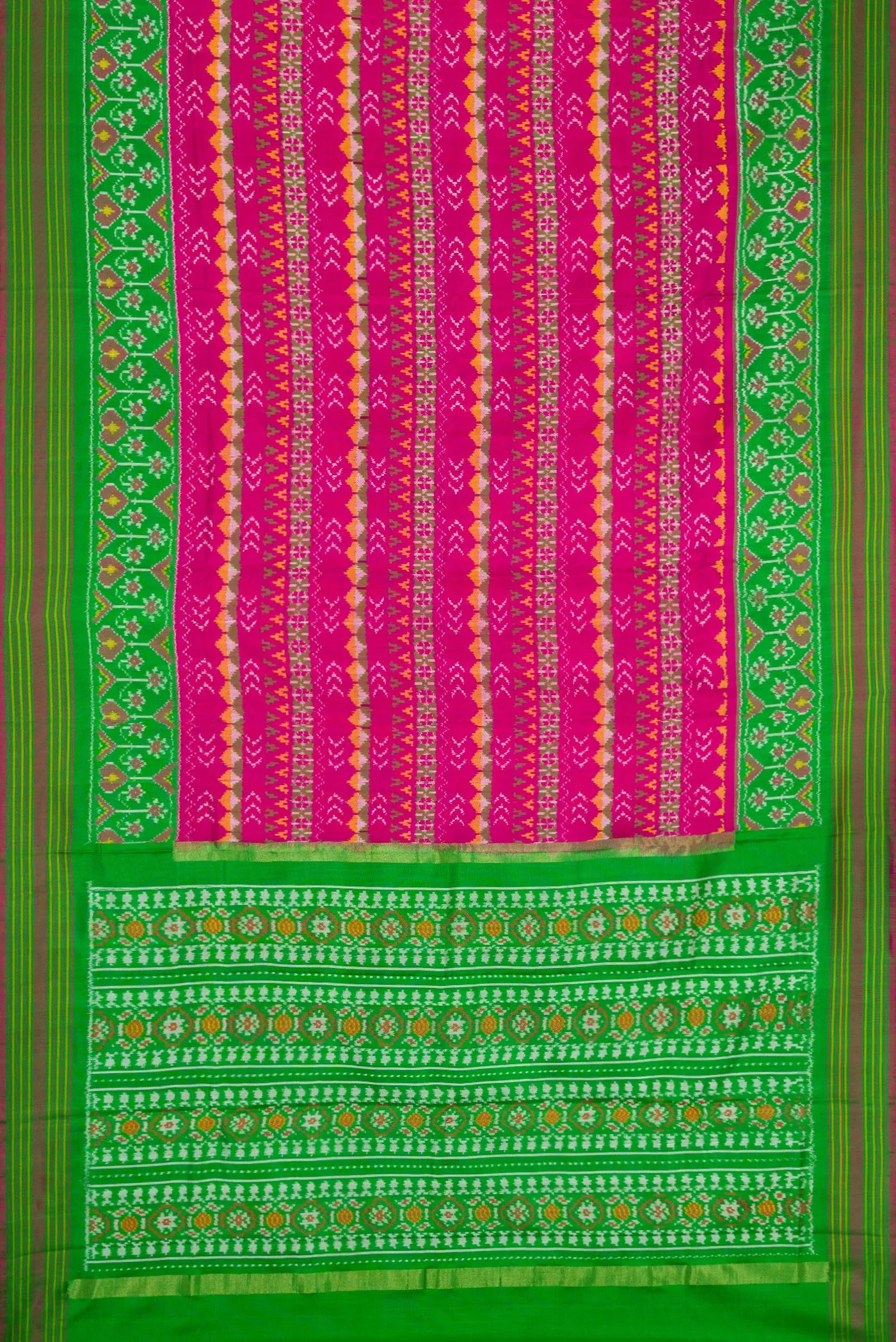 Pink Double Ikat Saree - Image 6