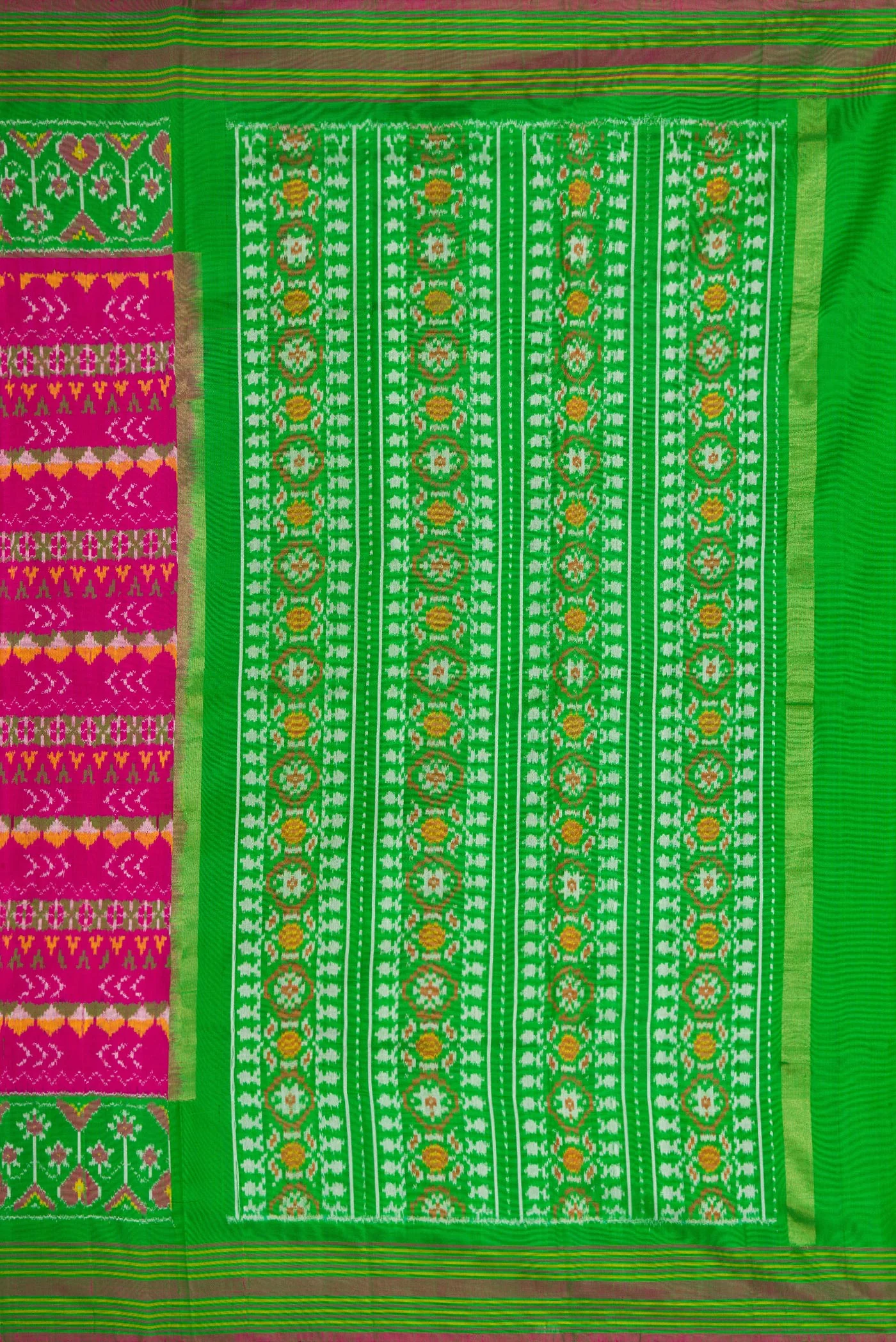 Pink Double Ikat Saree - Image 7
