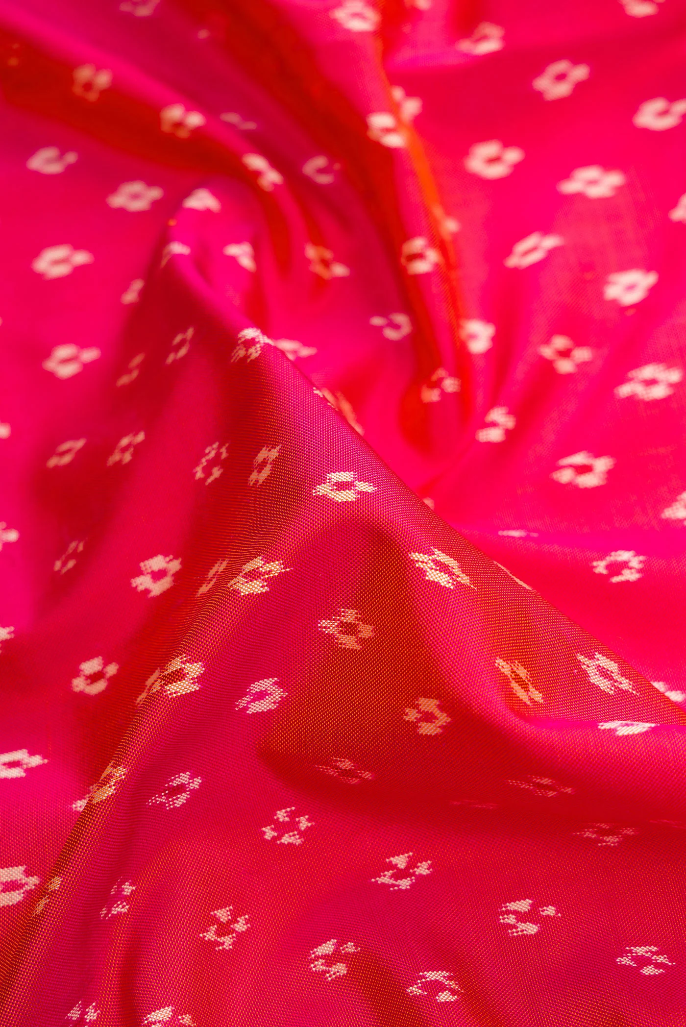 Pink with Orange Color Double Ikat Saree - Image 2