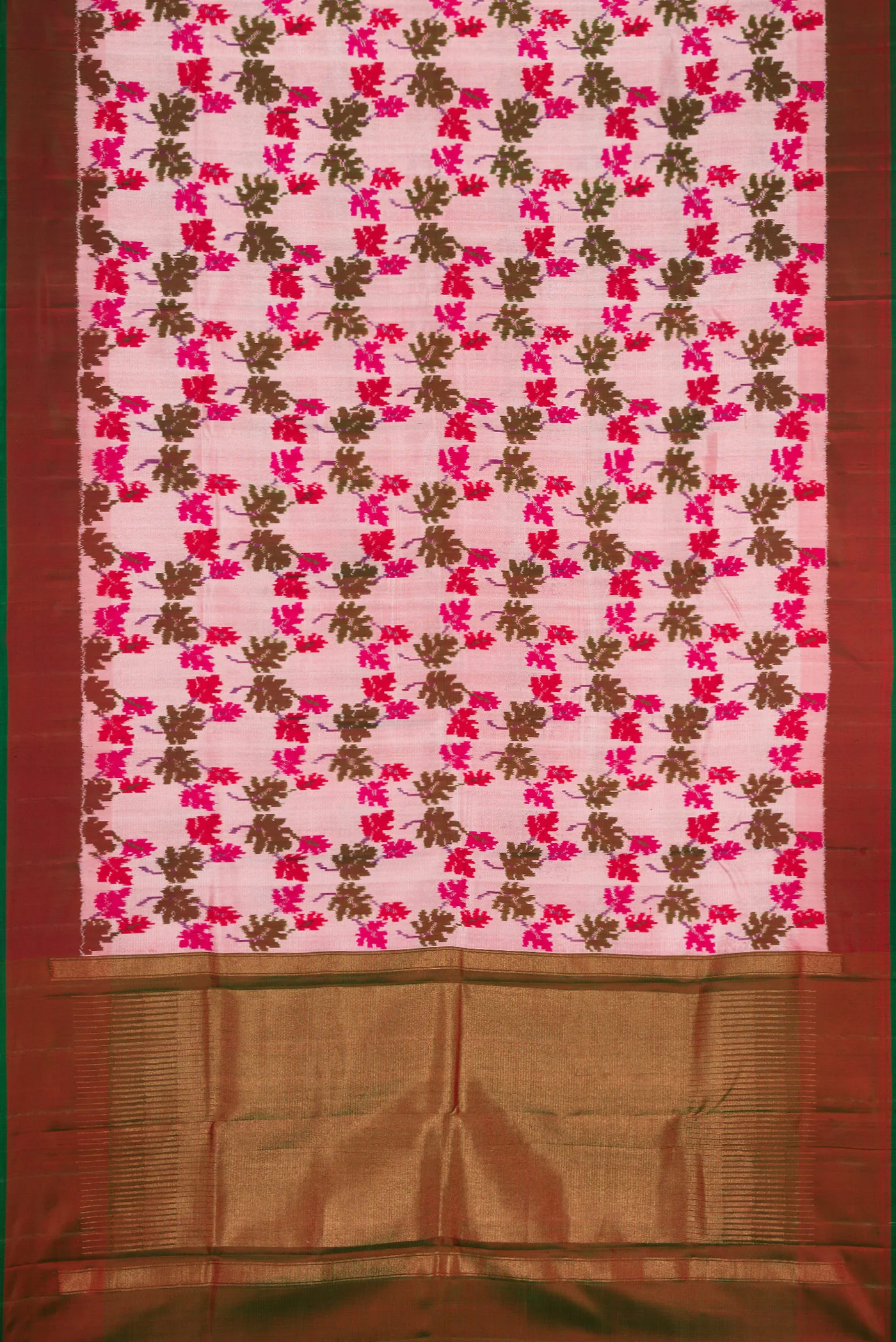 Rose pink Double Ikat Saree - Image 6