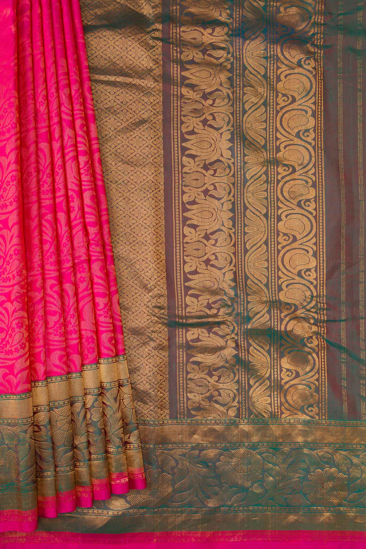 Pink Dual Tone Gadwal Silk Saree - Image 4