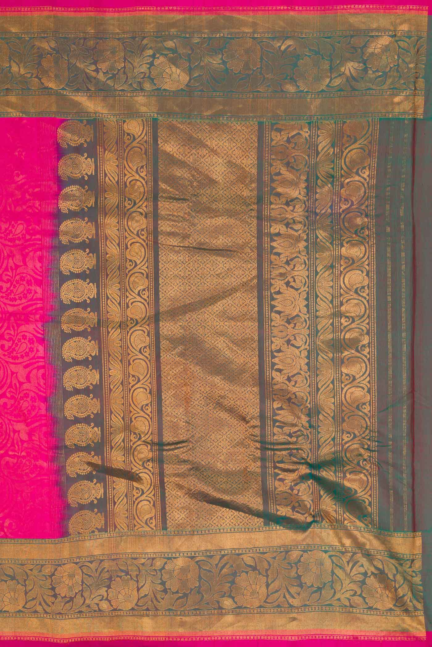 Pink Dual Tone Gadwal Silk Saree - Image 7
