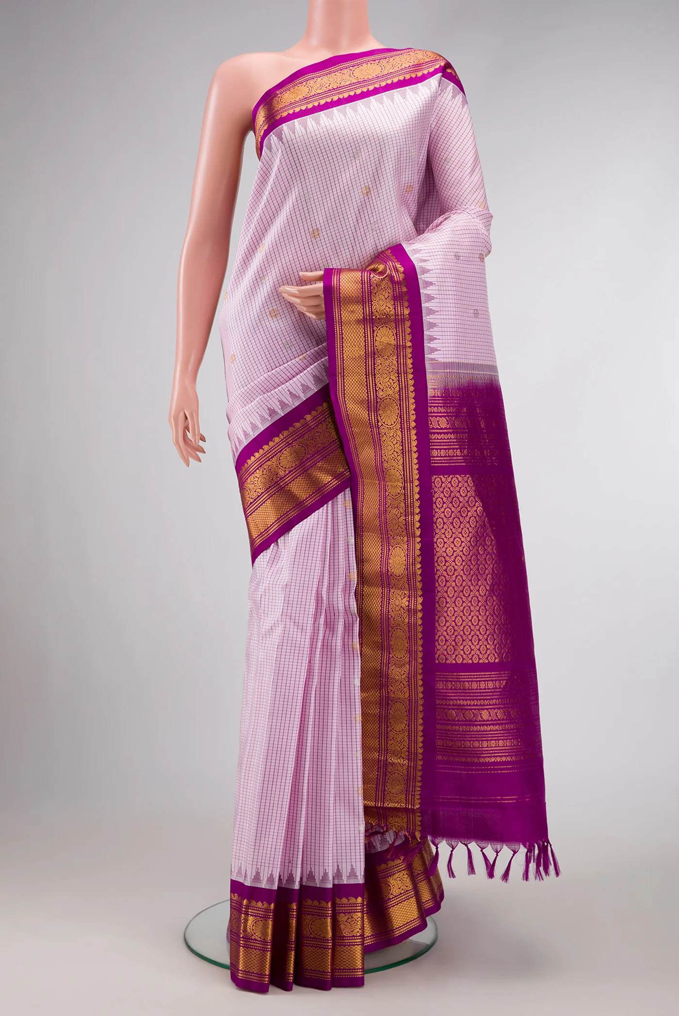 Rose pink Gadwal Silk Saree