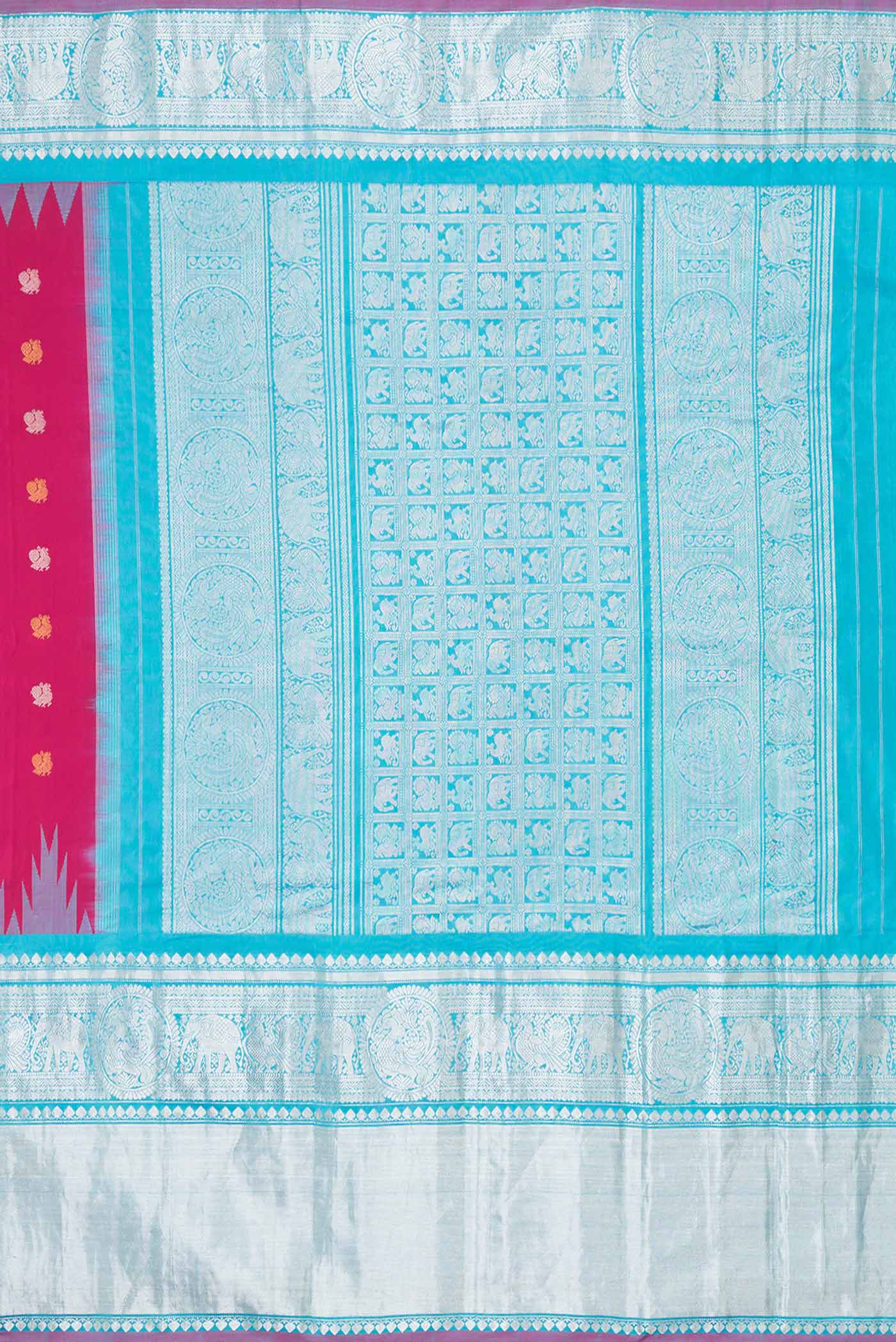 Pink Dual Tone Gadwal Silk Saree - Image 7