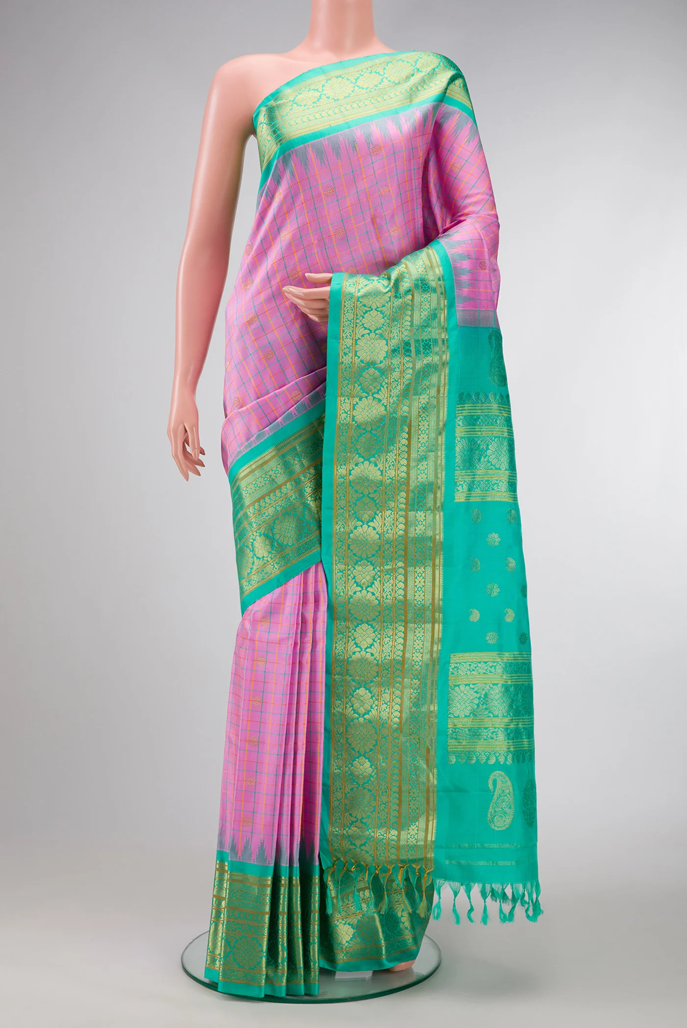 Rose pink Gadwal Silk Saree