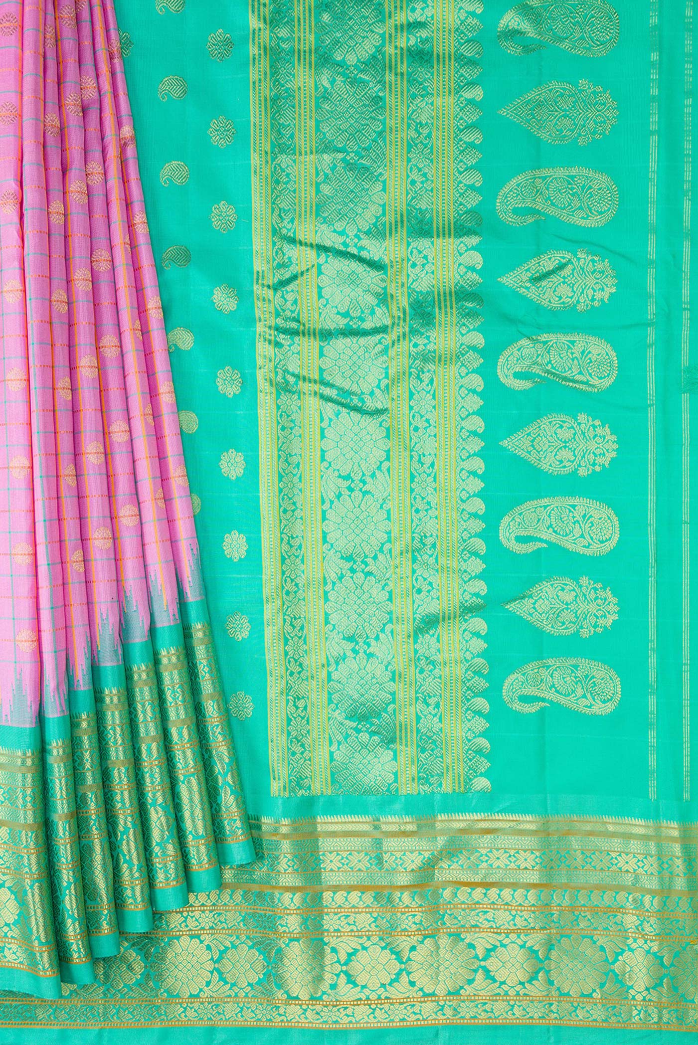 Rose pink Gadwal Silk Saree - Image 4