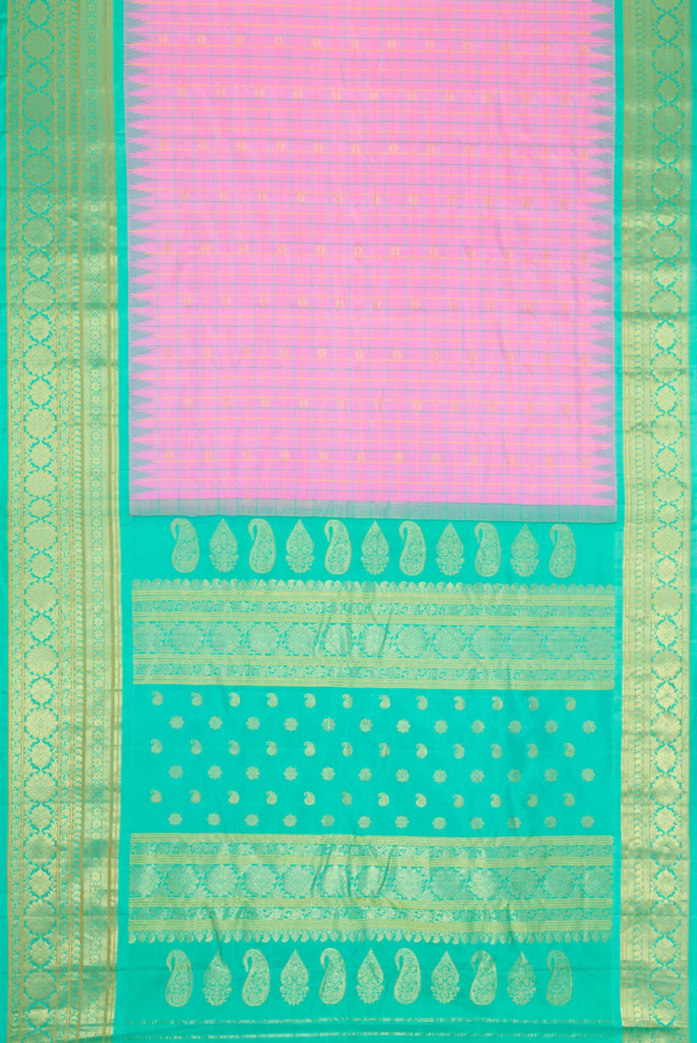 Rose pink Gadwal Silk Saree - Image 6
