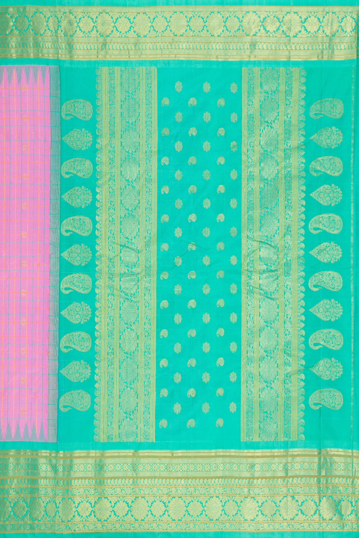 Rose pink Gadwal Silk Saree - Image 7