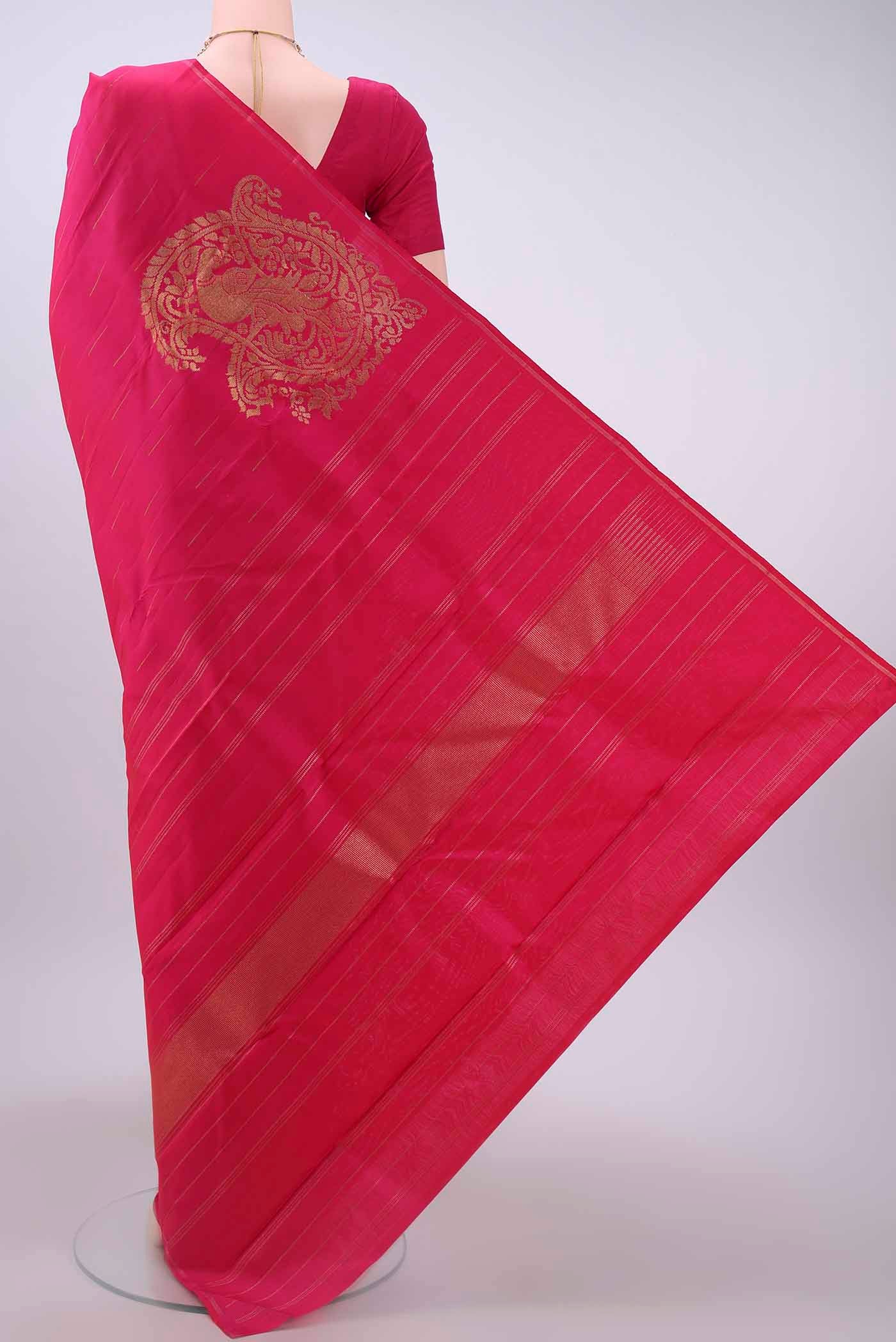 Pink Dual Tone Kanchipuram Saree - Image 3
