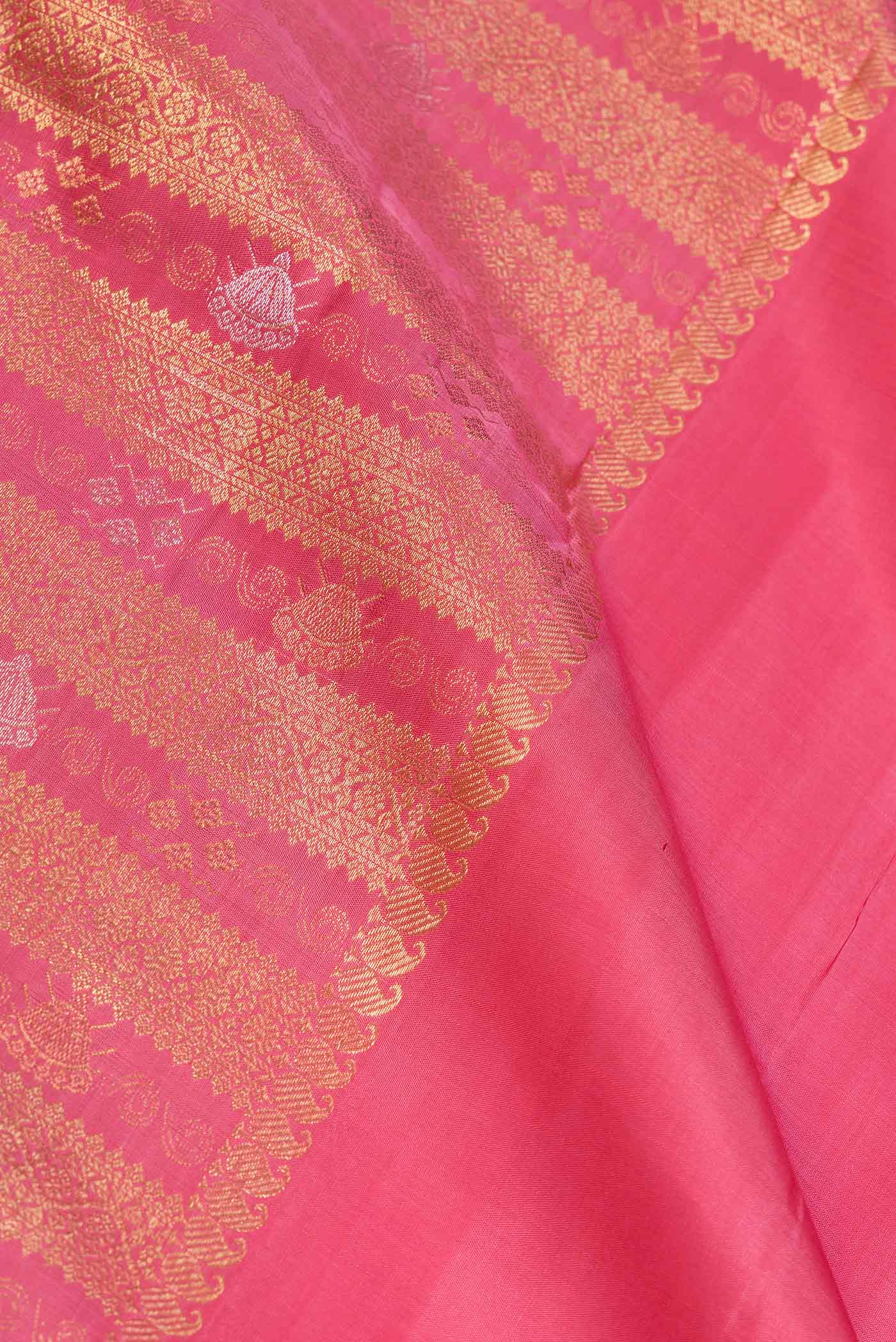 Pink Dual Tone Kanjivaram Saree - Image 2