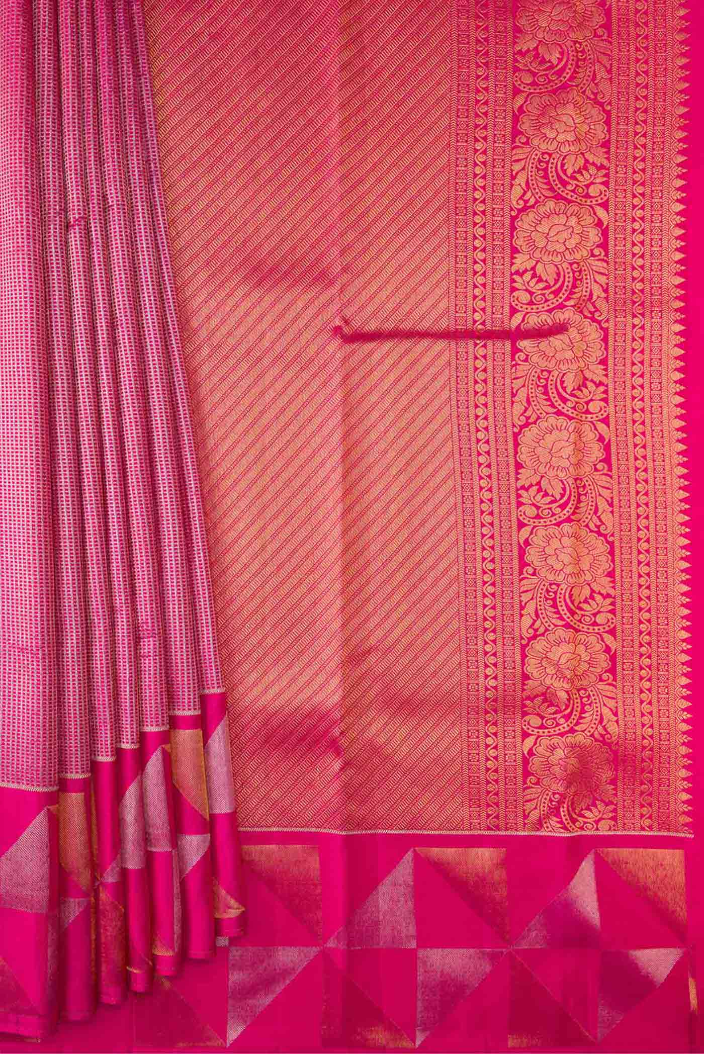 Pink Dual Tone Kanjivaram Saree - Image 4