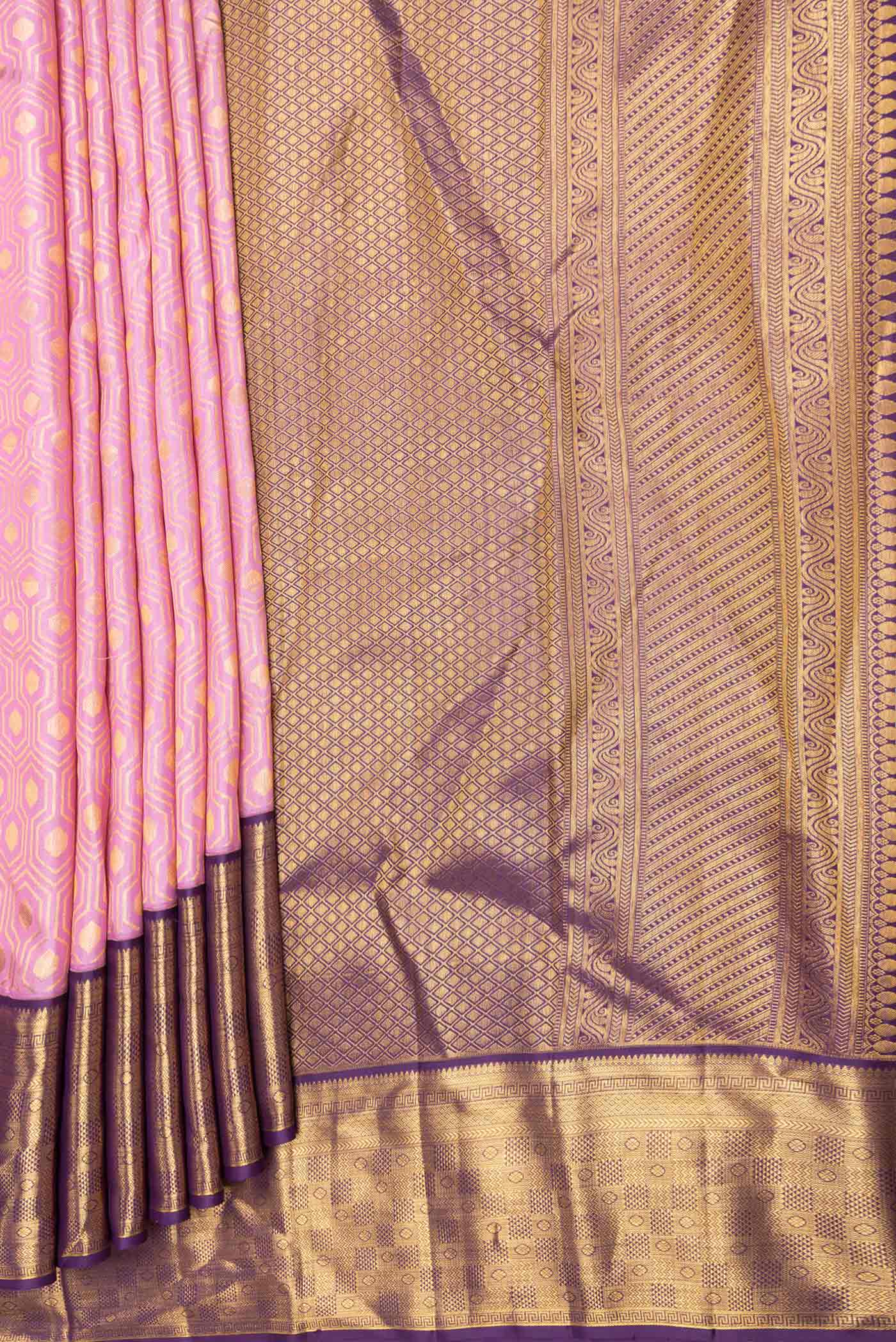 Pink Dual Tone Kanchipuram Saree - Image 4