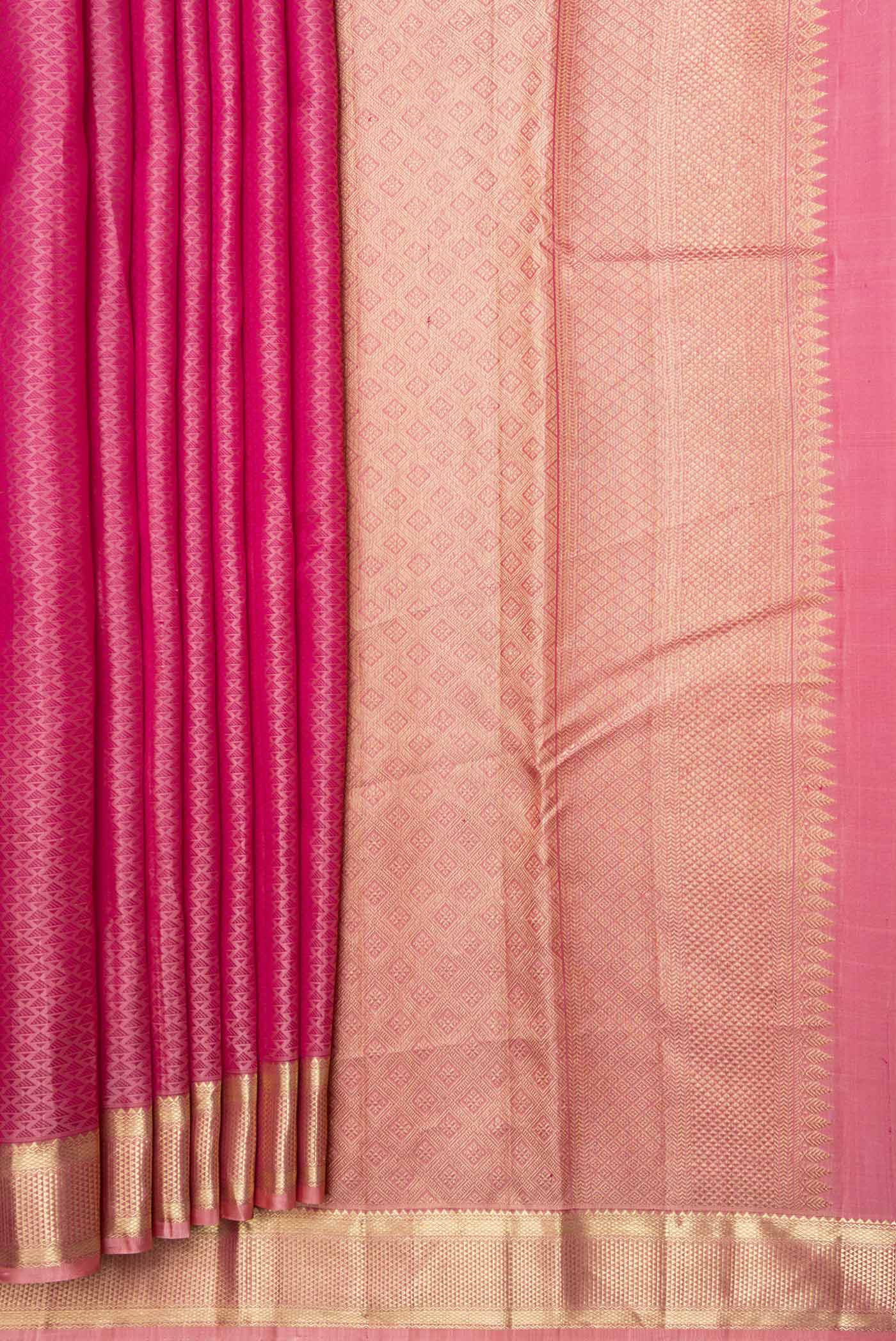 Pink Dual Tone Kanjivaram Saree - Image 4