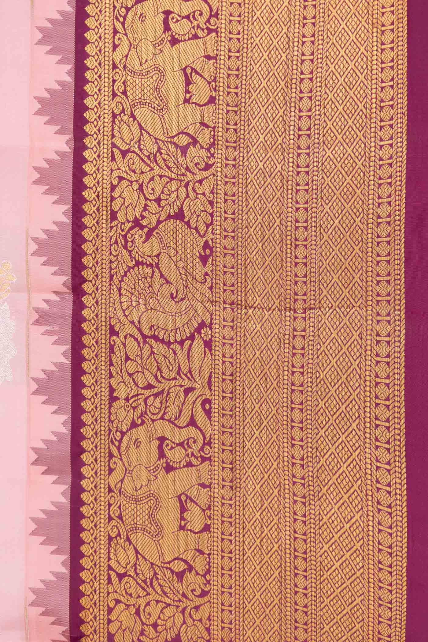 Pink Dual Tone Kanjivaram Saree - Image 3