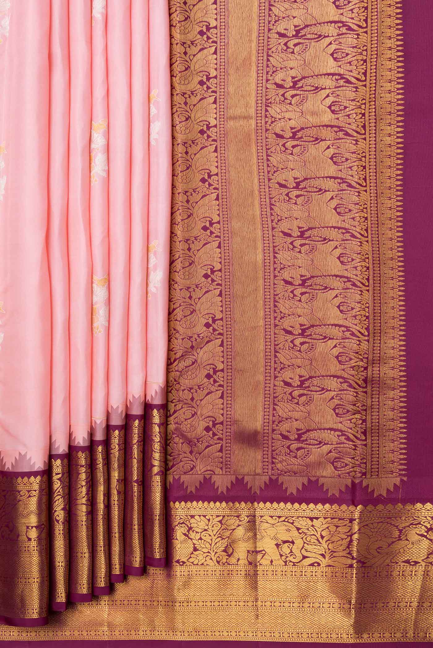 Pink Dual Tone Kanjivaram Saree - Image 4