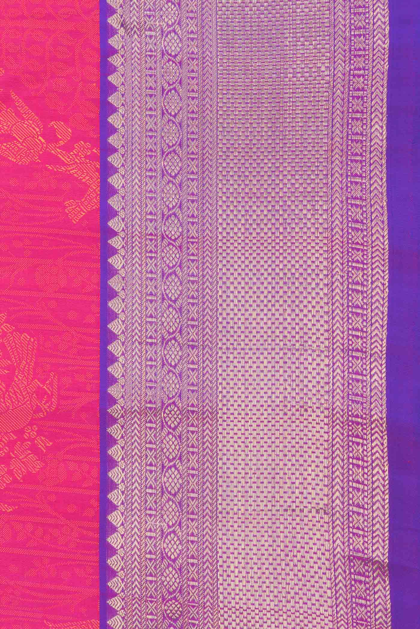 Pink Dual Tone Kanchipuram Saree - Image 3
