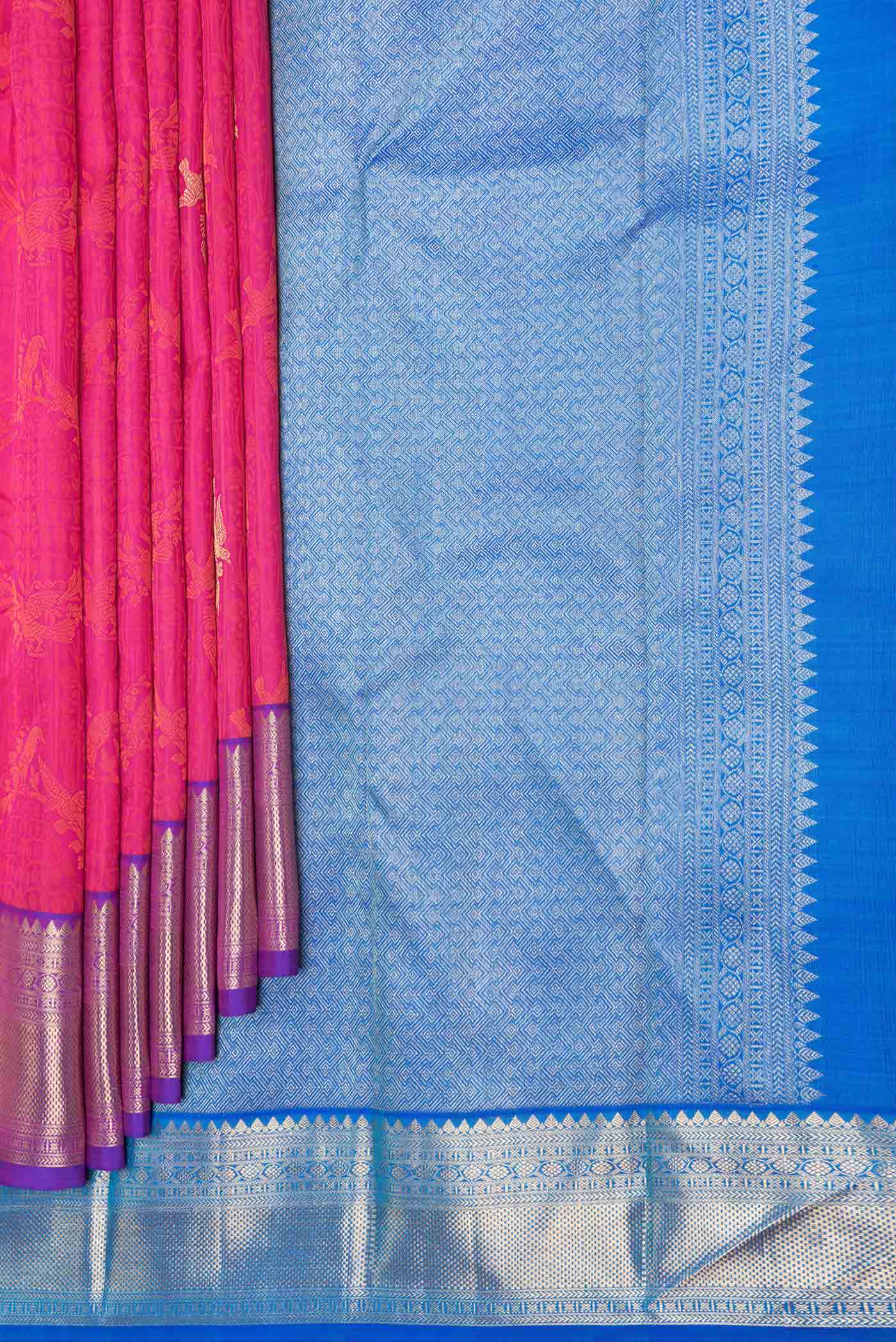 Pink Dual Tone Kanchipuram Saree - Image 4