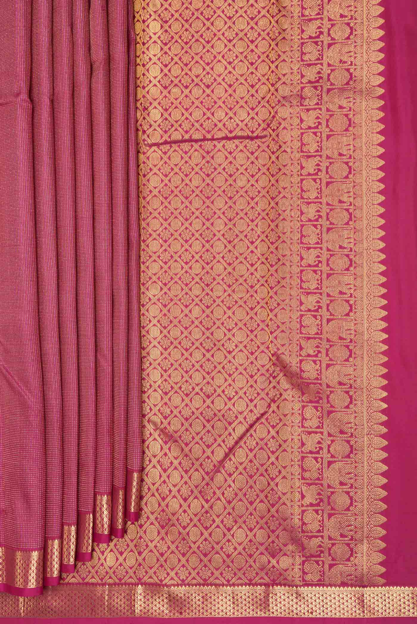 Pink Dual Tone Kanchipuram Silk Saree - Image 4