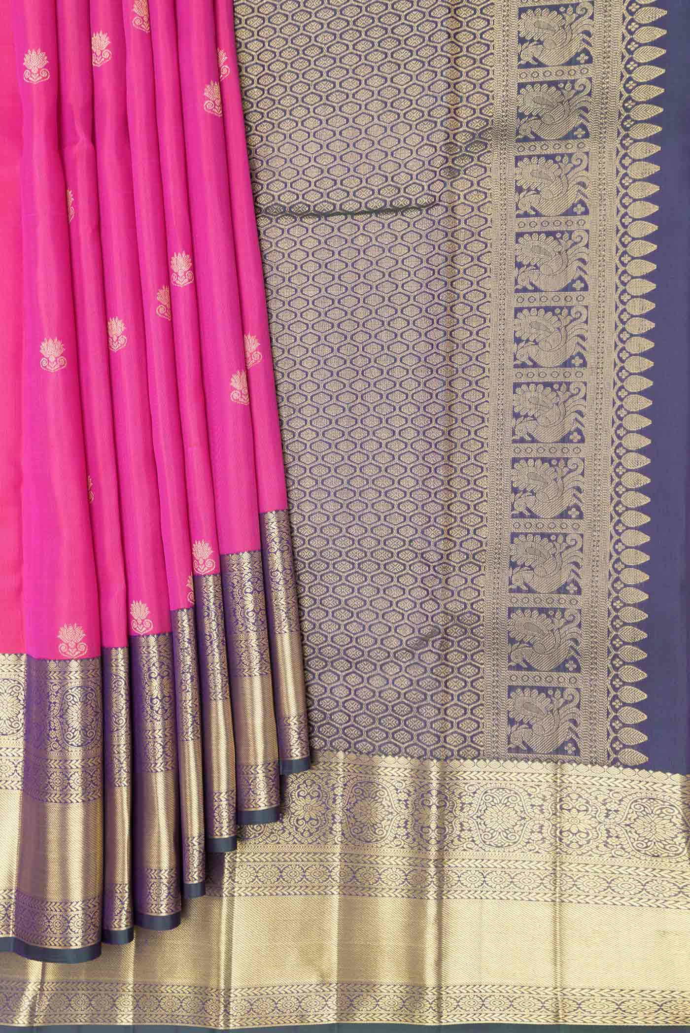 Pink Dual Tone Kanjivaram Silk Saree - Image 4
