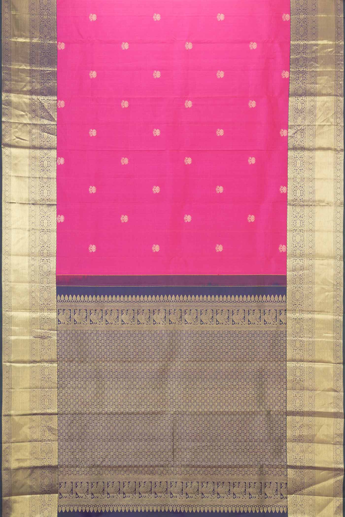 Pink Dual Tone Kanjivaram Silk Saree - Image 6