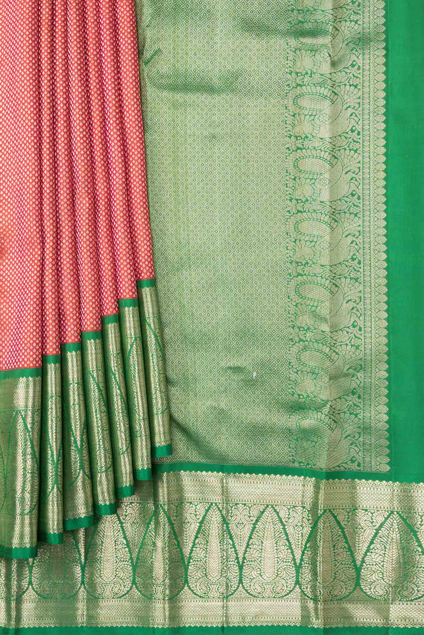 Pink Dual Tone Kanchipuram Silk Saree - Image 4