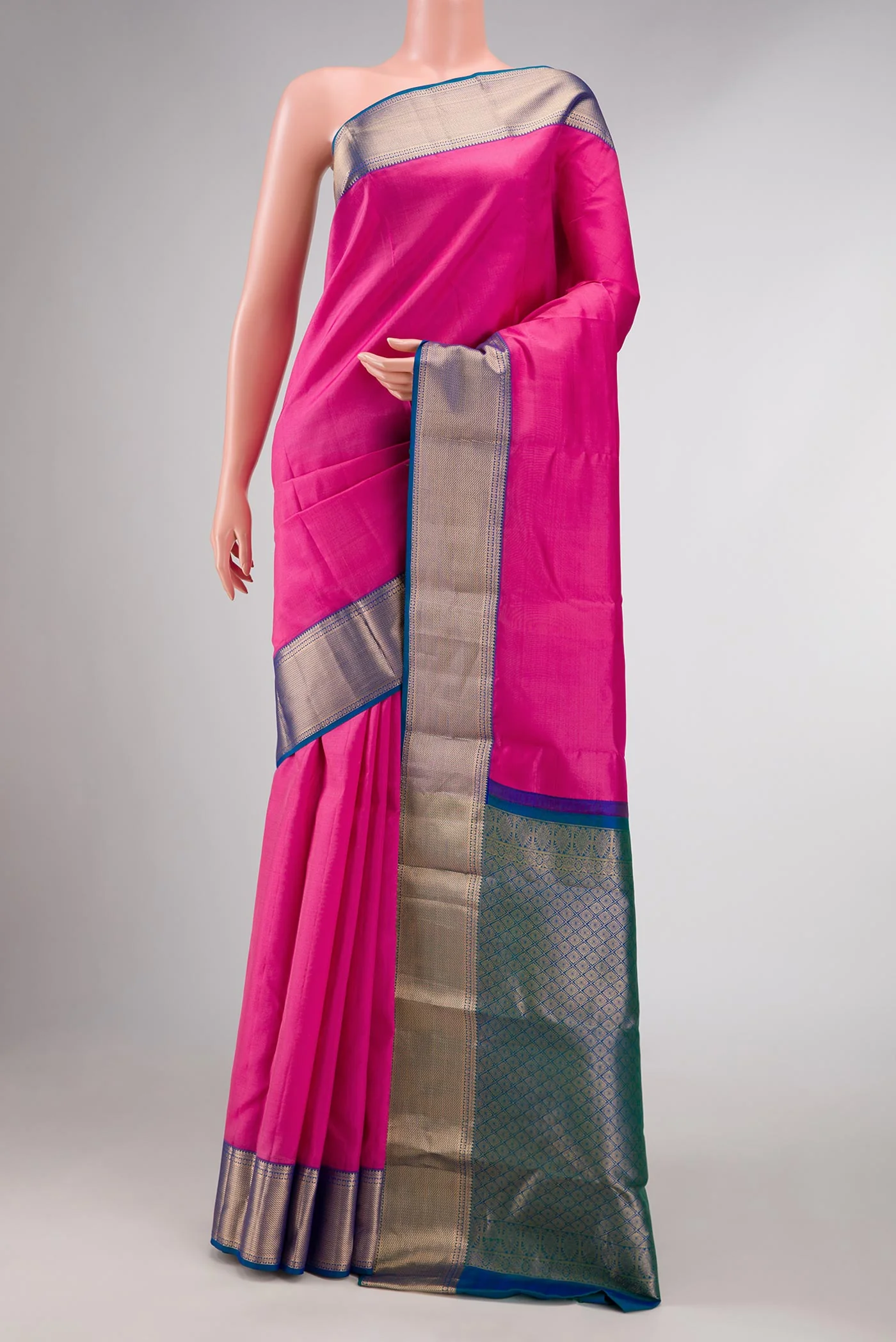 Pink Dual Tone Kanchipuram Silk Saree