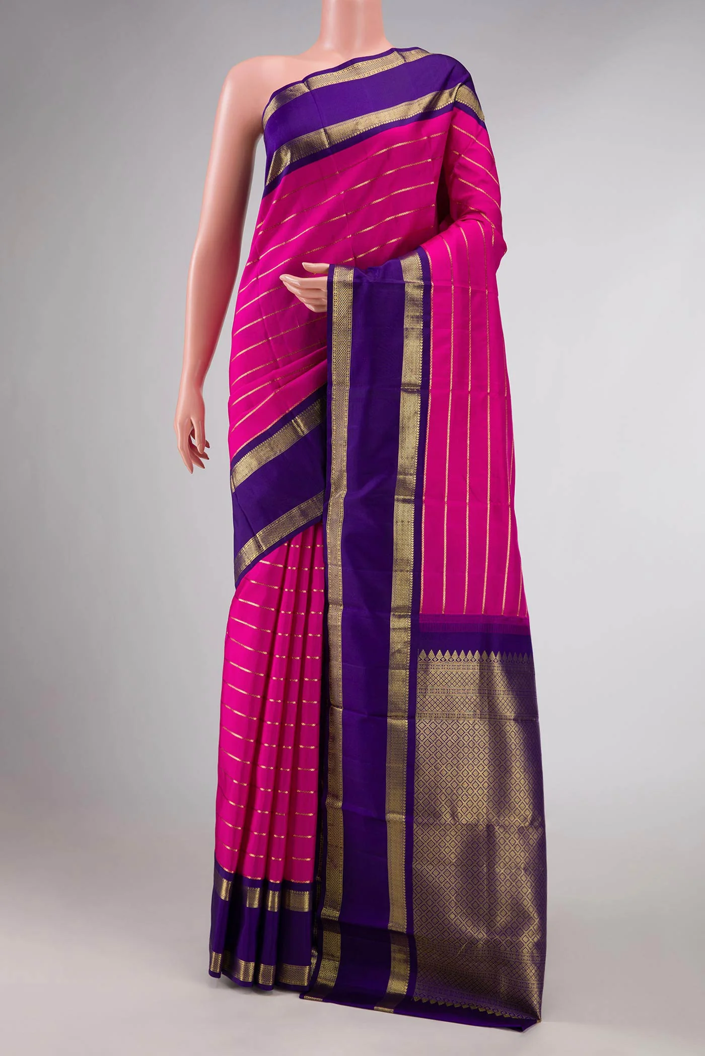 Pink Dual Tone Kanjivaram Silk Saree