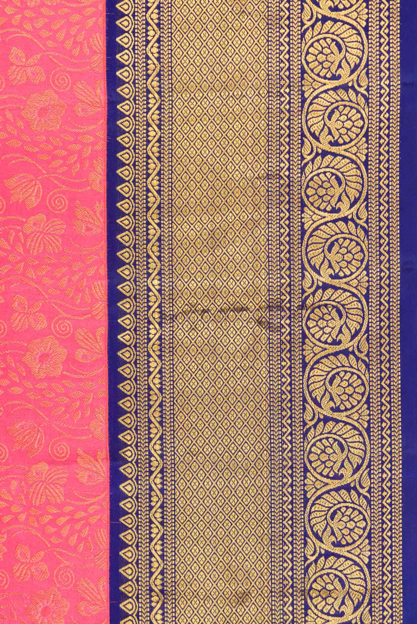Pink Dual Tone Kanjivaram Silk Saree - Image 3