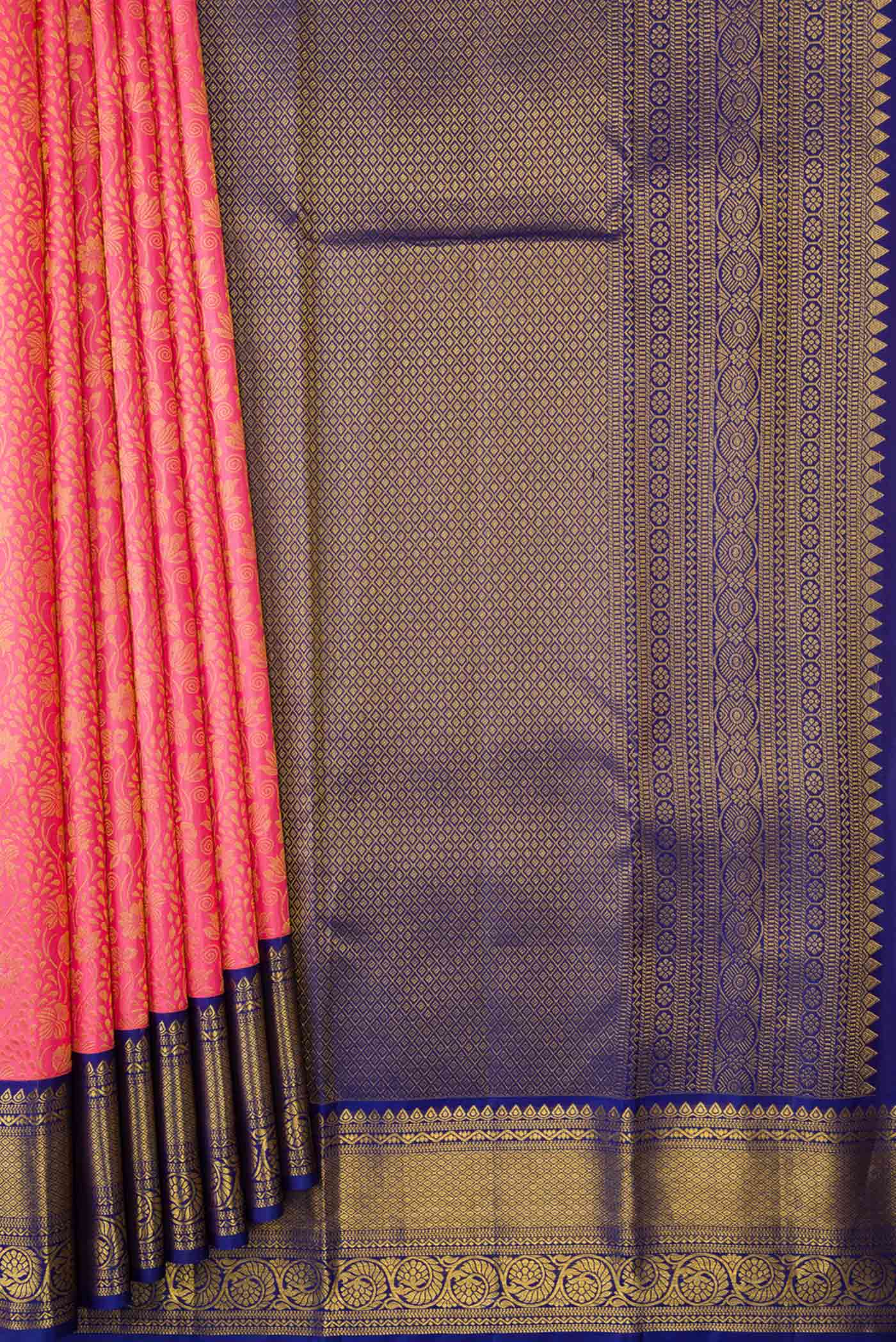 Pink Dual Tone Kanjivaram Silk Saree - Image 4